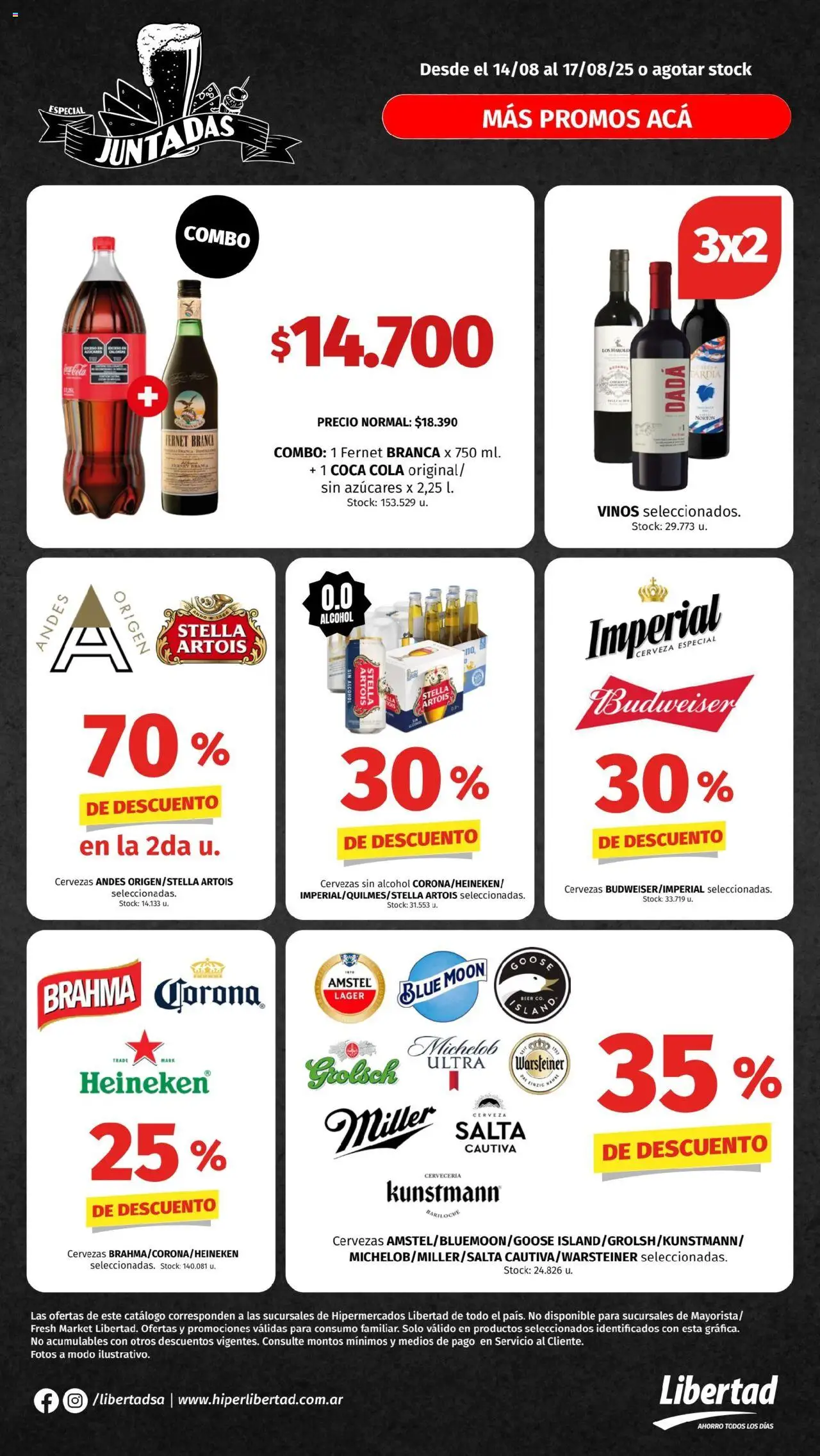 Hipermercado Libertad - Juntadas │ válido desde el 14.08.2025 | Página: 1 | Productos: Fernet, Cerveza