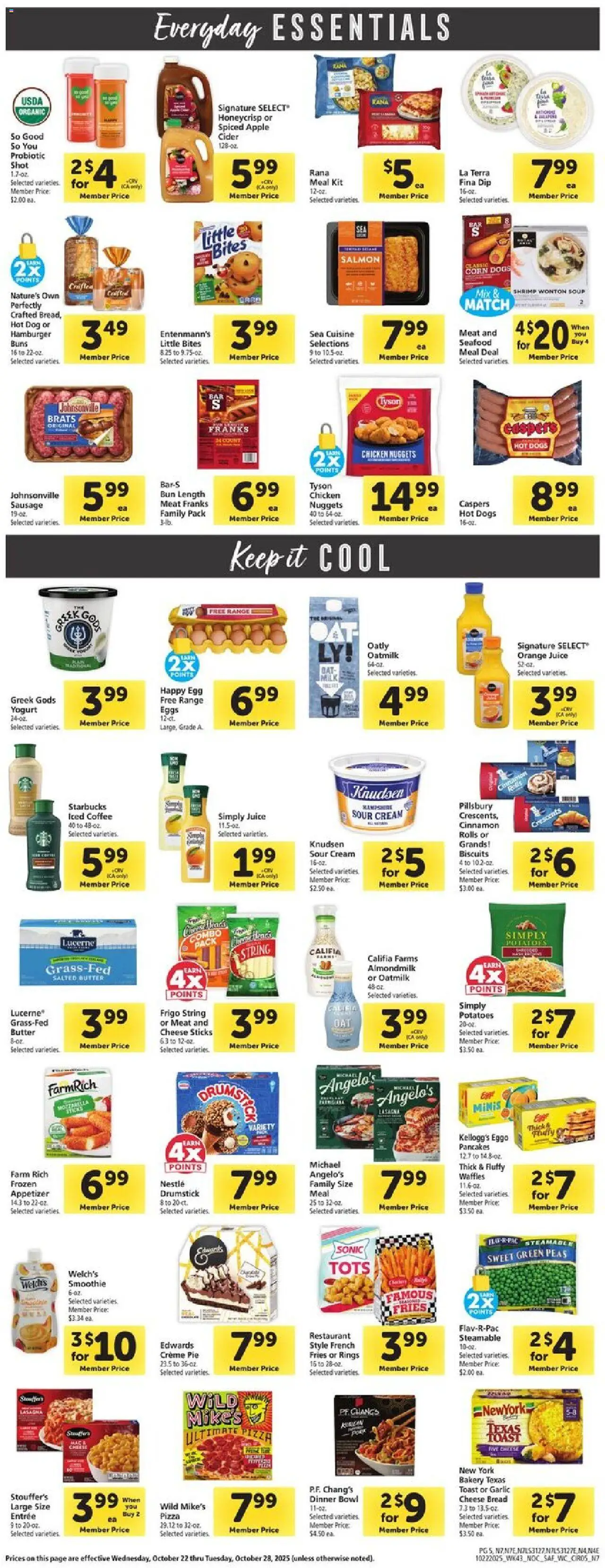 Safeway Weekly Ad - valid from 22.10.2025 | Page: 5 | Products: Eggs, Coffee, Sour cream, Seafood