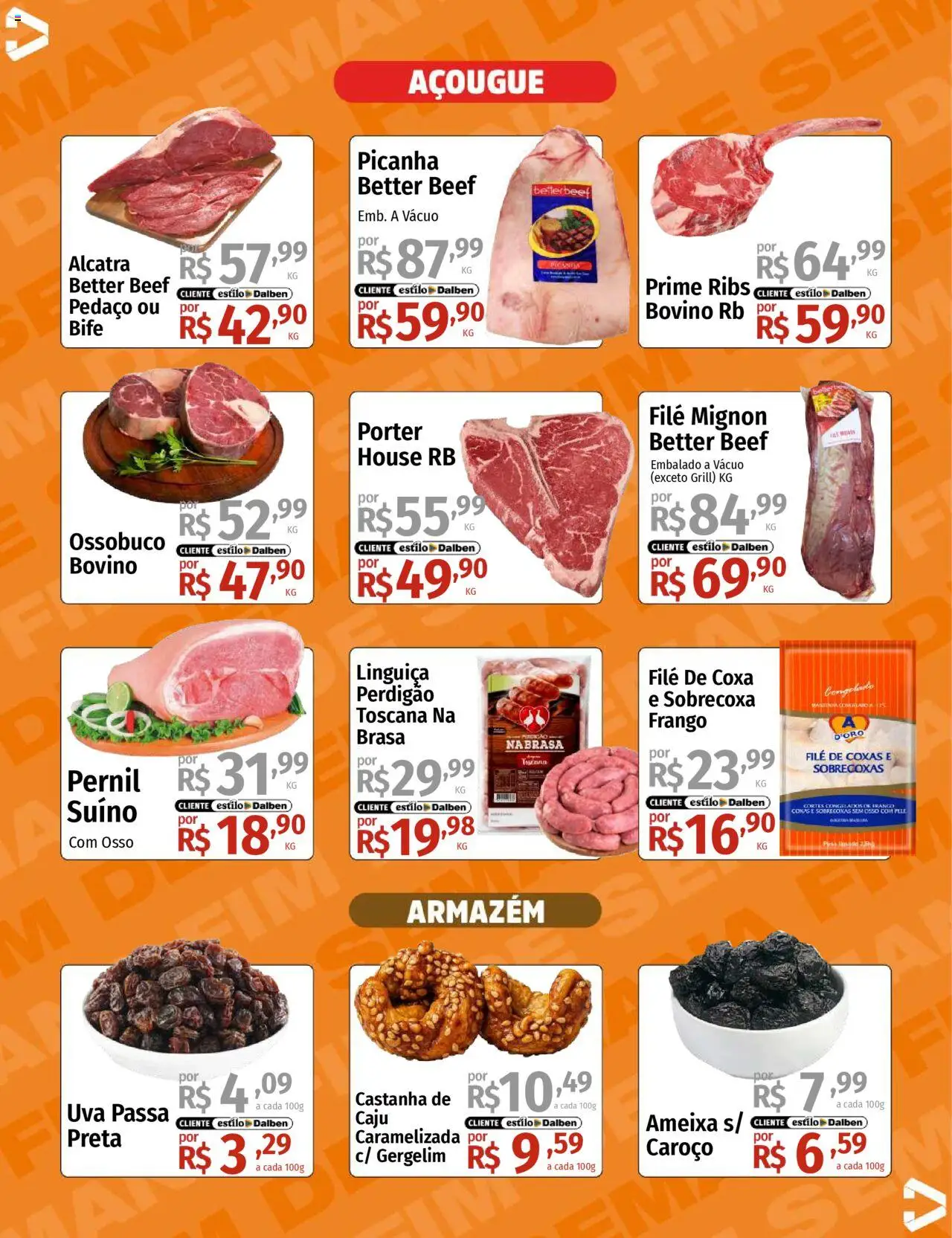 Supermercado Dalben Folheto - válido de 29.08.2025 | Página: 4 | Produtos: Alcatra, Filé mignon, Pernil, Ameixa