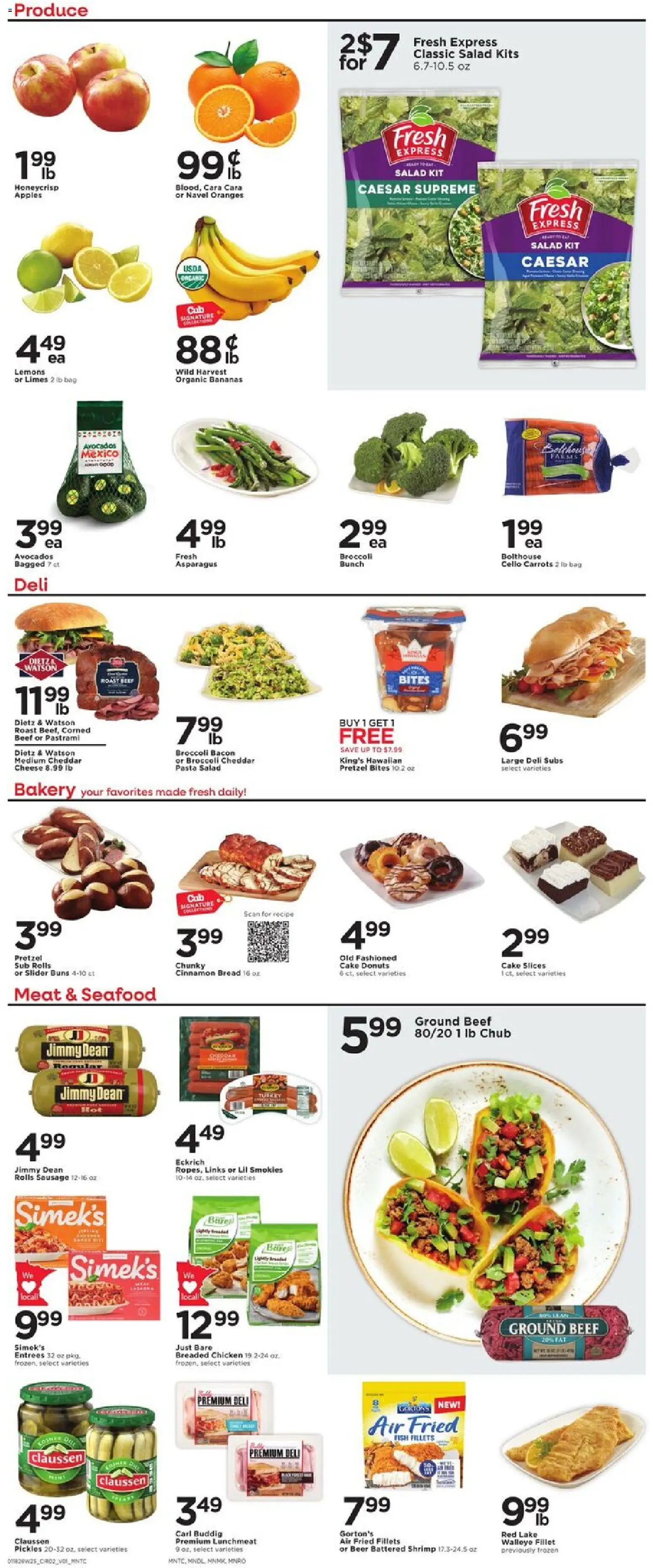 Cub Foods Weekly Ad - valid from 18.01.2026 | Page: 4 | Products: Cheese, Salad, Seafood, Bag