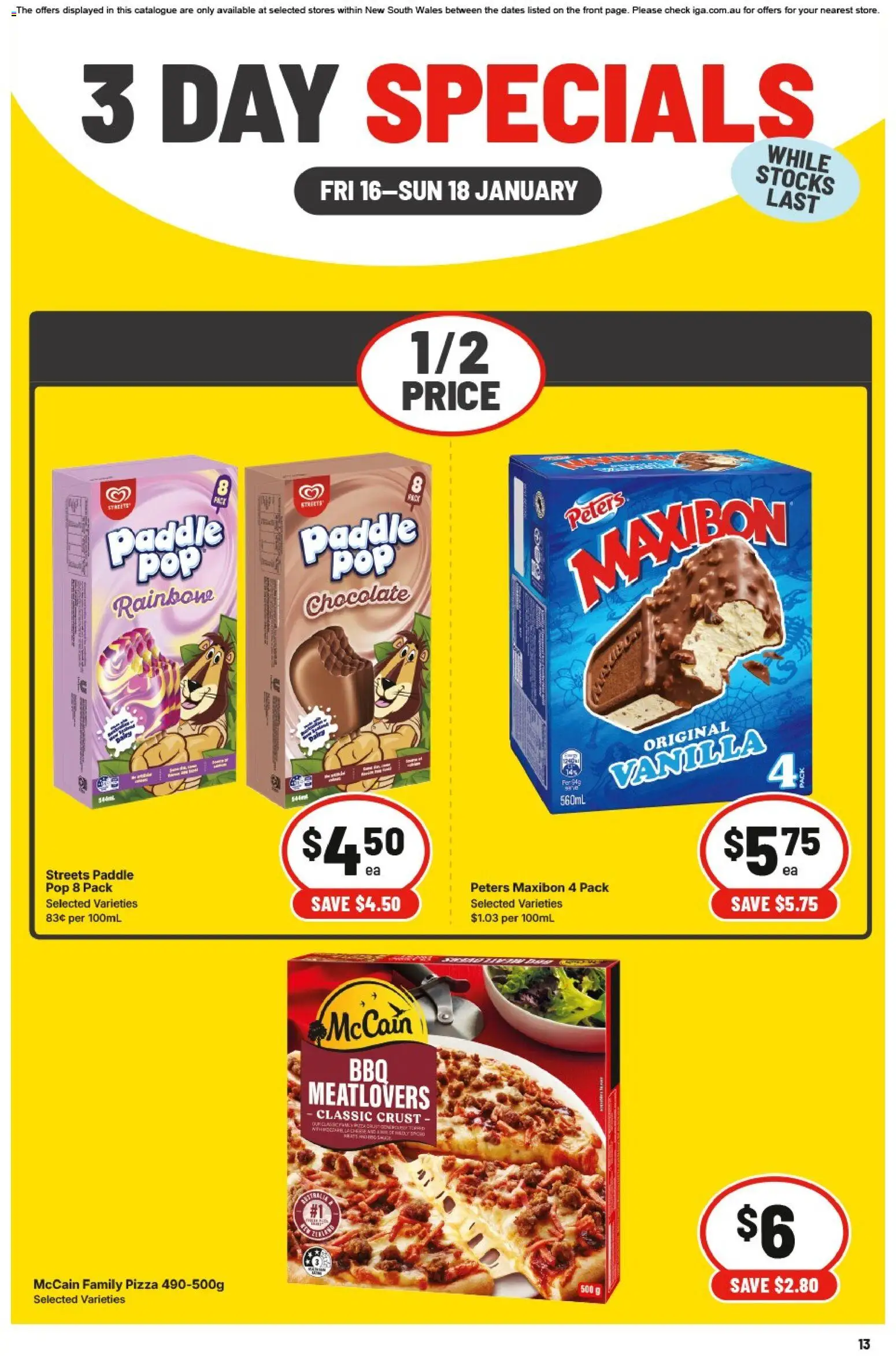 IGA catalogue - valid from 16.01.2026 | Page: 3 | Products: Chocolate, Pizza