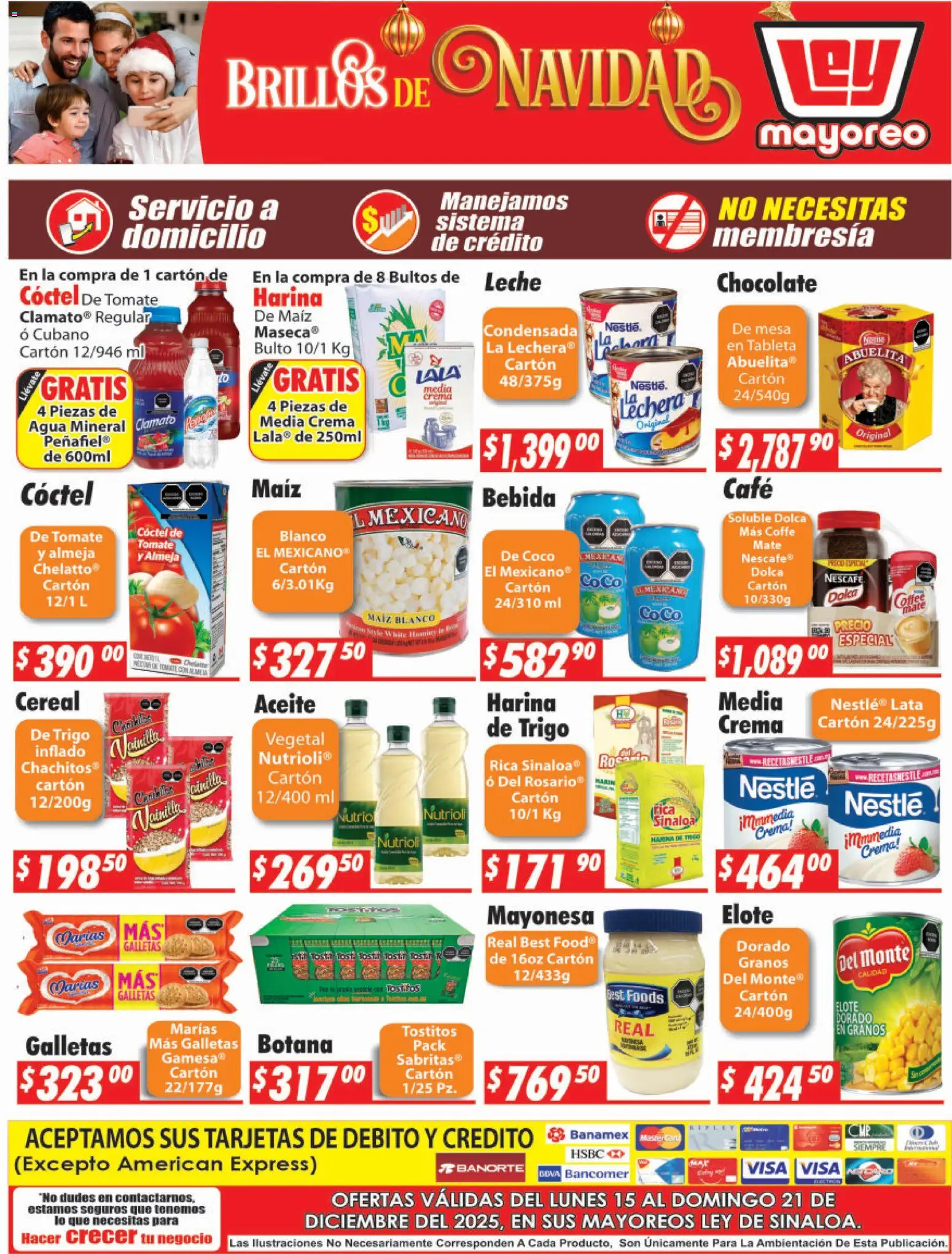 Nuevas ofertas de Casa Ley válidas en toda la República Mexicana desde el 15.12.2025. ¡Encuentra las mejores ofertas en Casa Ley folleto Sinaloa! | Página: 1 | Productos: Mayonesa, Aceite, Café, Tableta