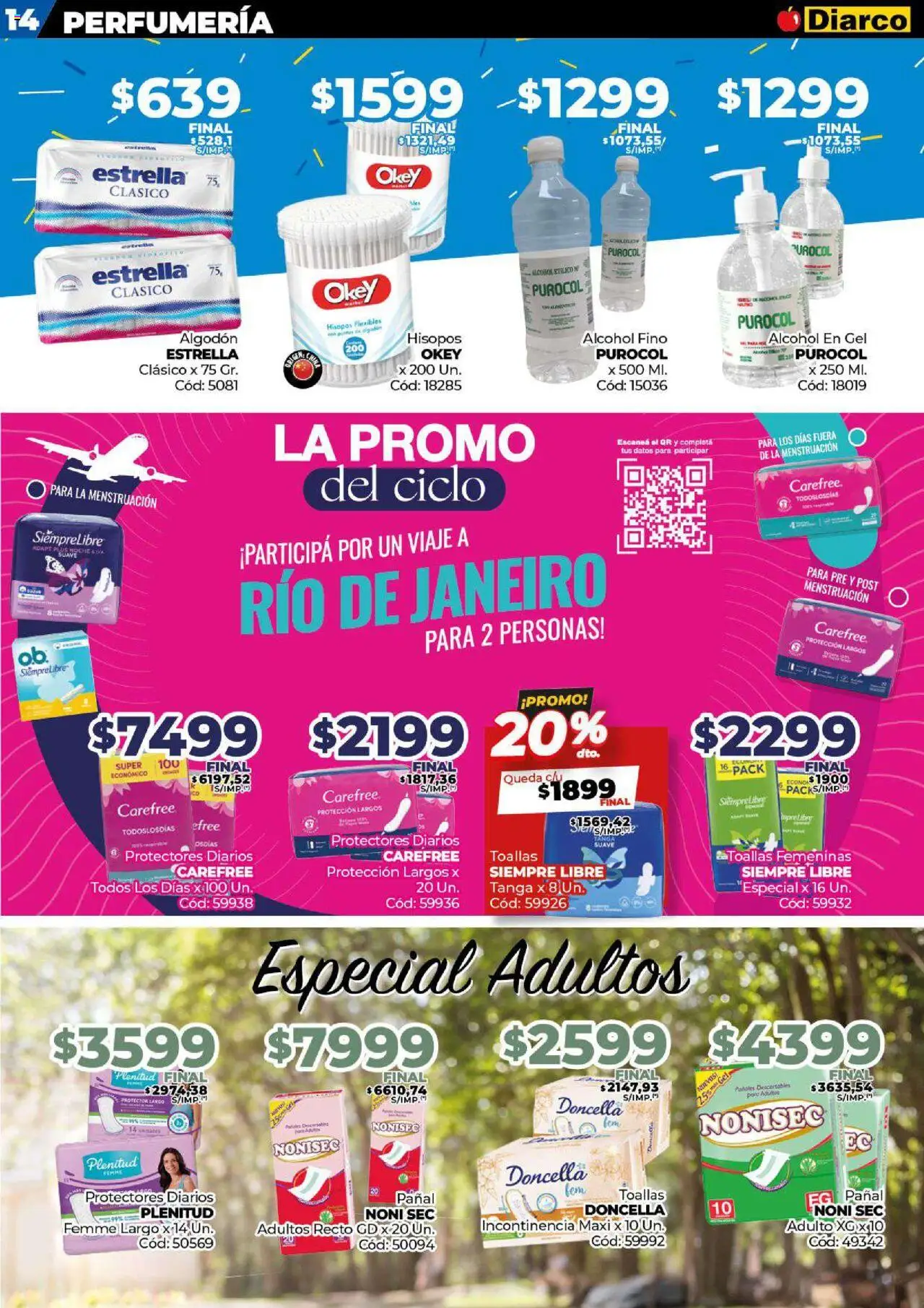 Diarco ofertas │ válido desde el 09.06.2025 | Página: 14 | Productos: Alcohol en gel, Algodón, Toallas, Protectores diarios