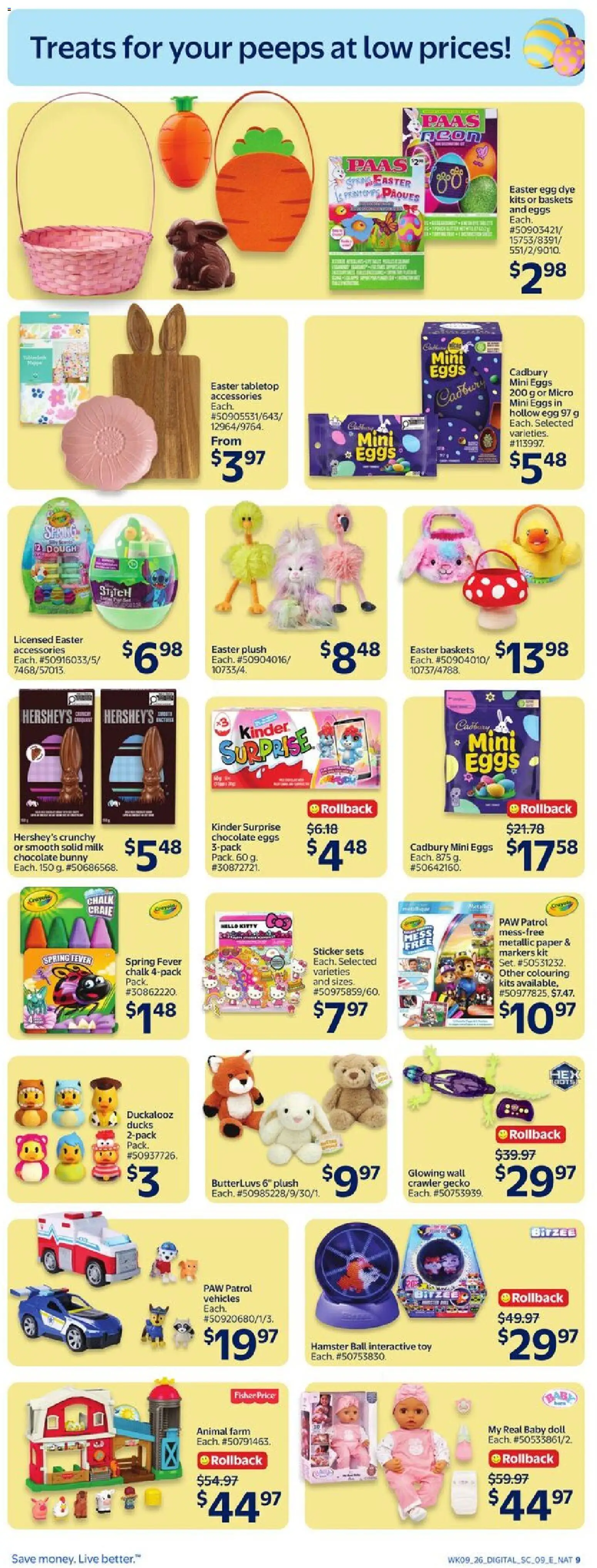 Walmart flyer valid from 26.03.2026 | Page: 19 | Products: Milk, Eggs, Chocolate