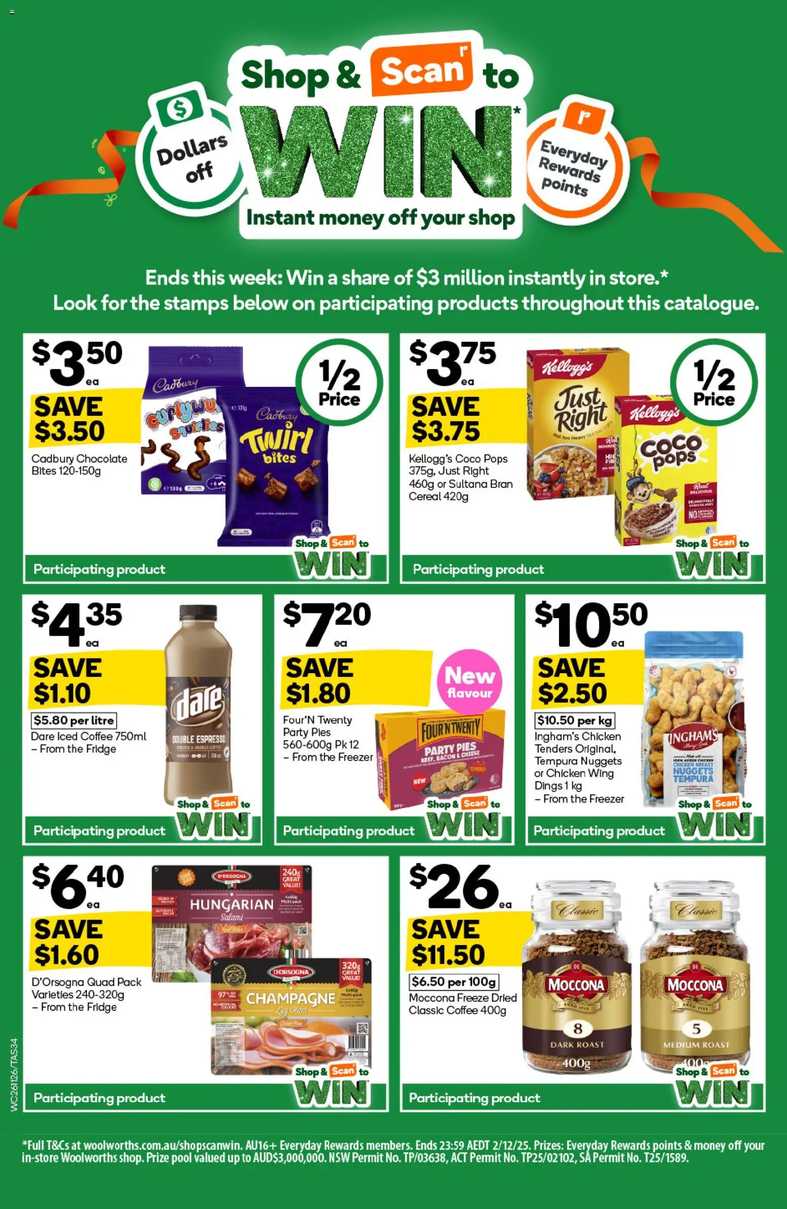 Woolworths catalogue - valid from 26.11.2025 | Page: 34 | Products: Salami, Chicken, Pies, Moccona