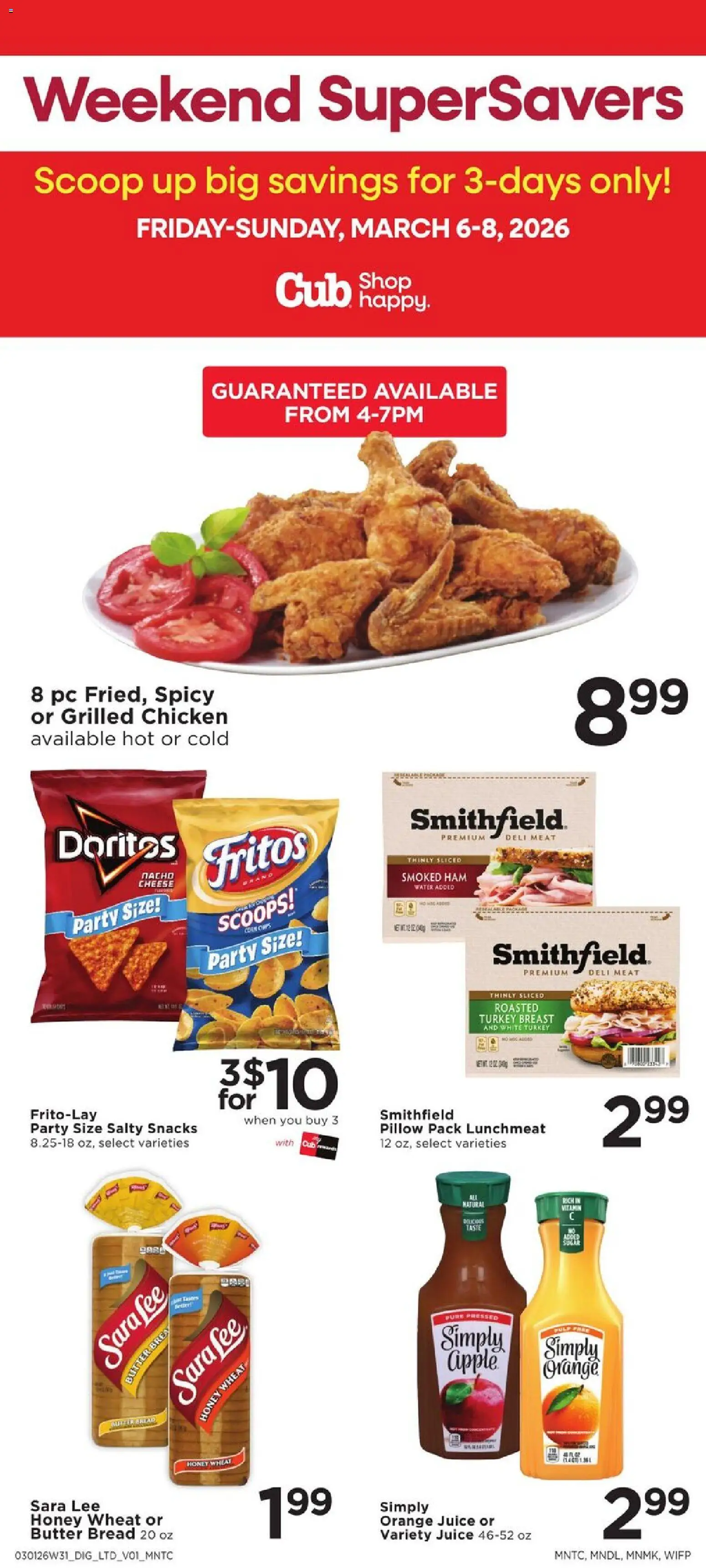 Cub Foods Weekly Ad - valid from 01.03.2026 | Page: 7 | Products: Butter, Cheese, Juice, Water