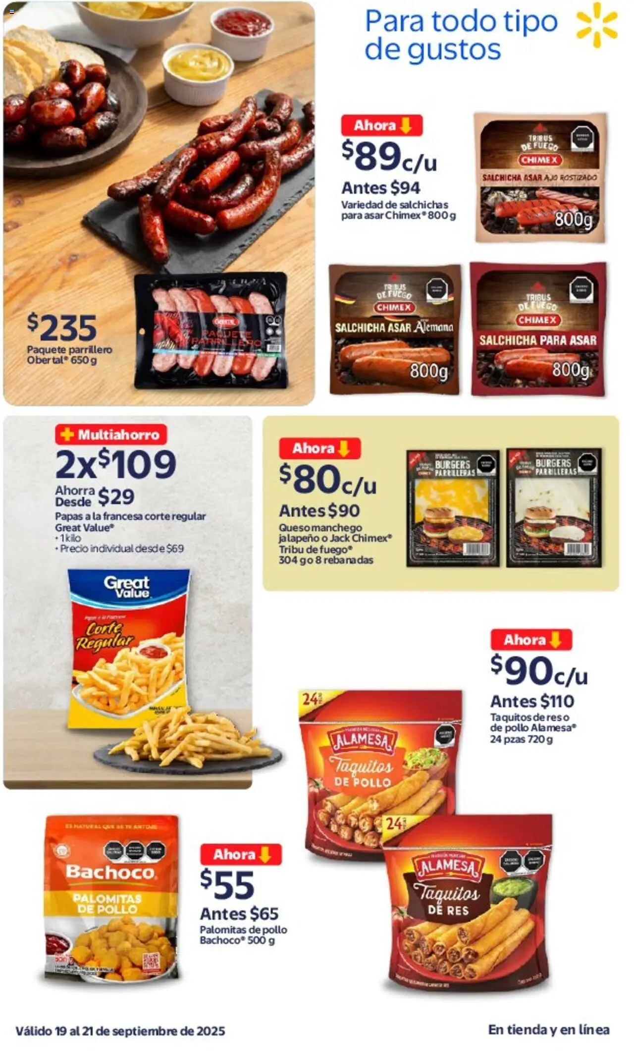 Nuevas ofertas de Walmart válidas en toda la República Mexicana desde el 19.09.2025. ¡Encuentra las mejores ofertas en Walmart - Folleto Precios Bajos! | Página: 2 | Productos: Pollo, Salchicha, Queso, Res