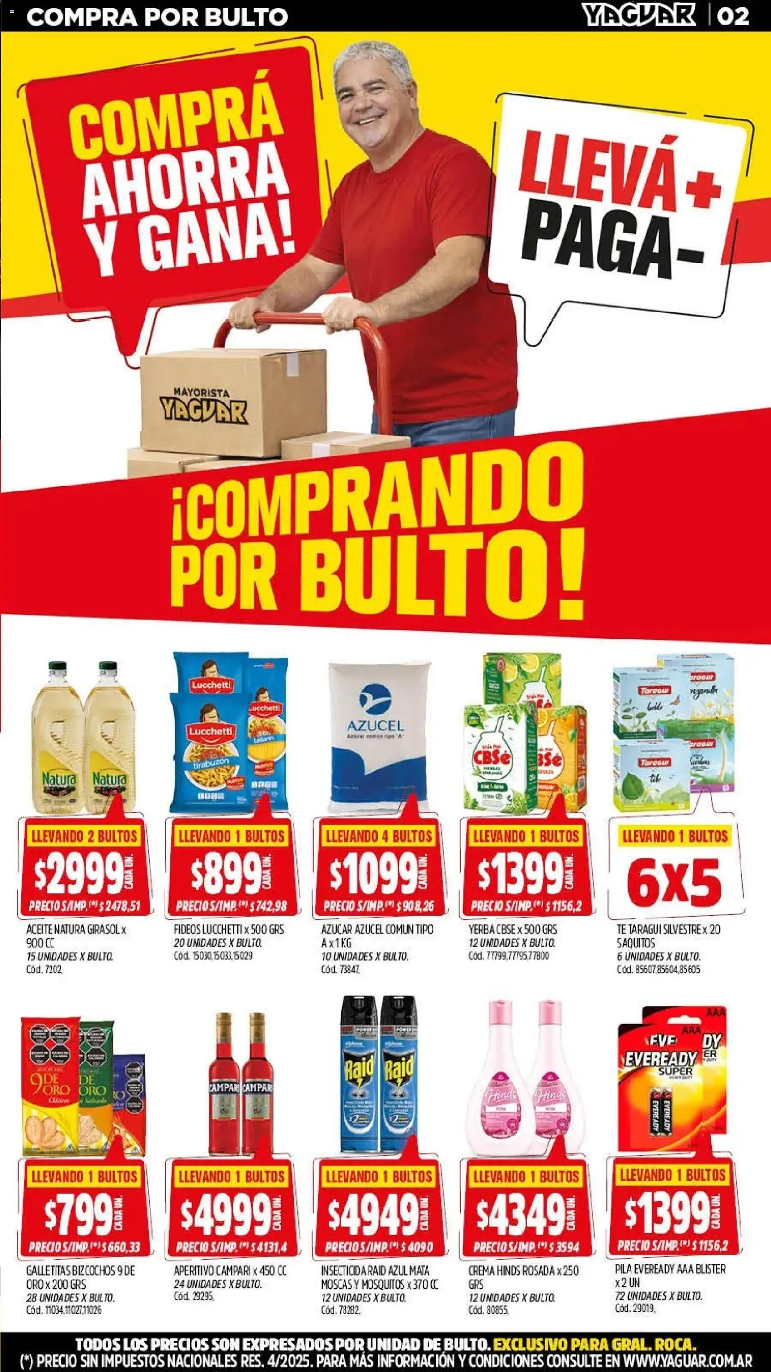 Yaguar - Oferta Semanal General Roca │ válido desde el 20.04.2026 | Página: 2 | Productos: Pila, Yerba, Té, Fideos