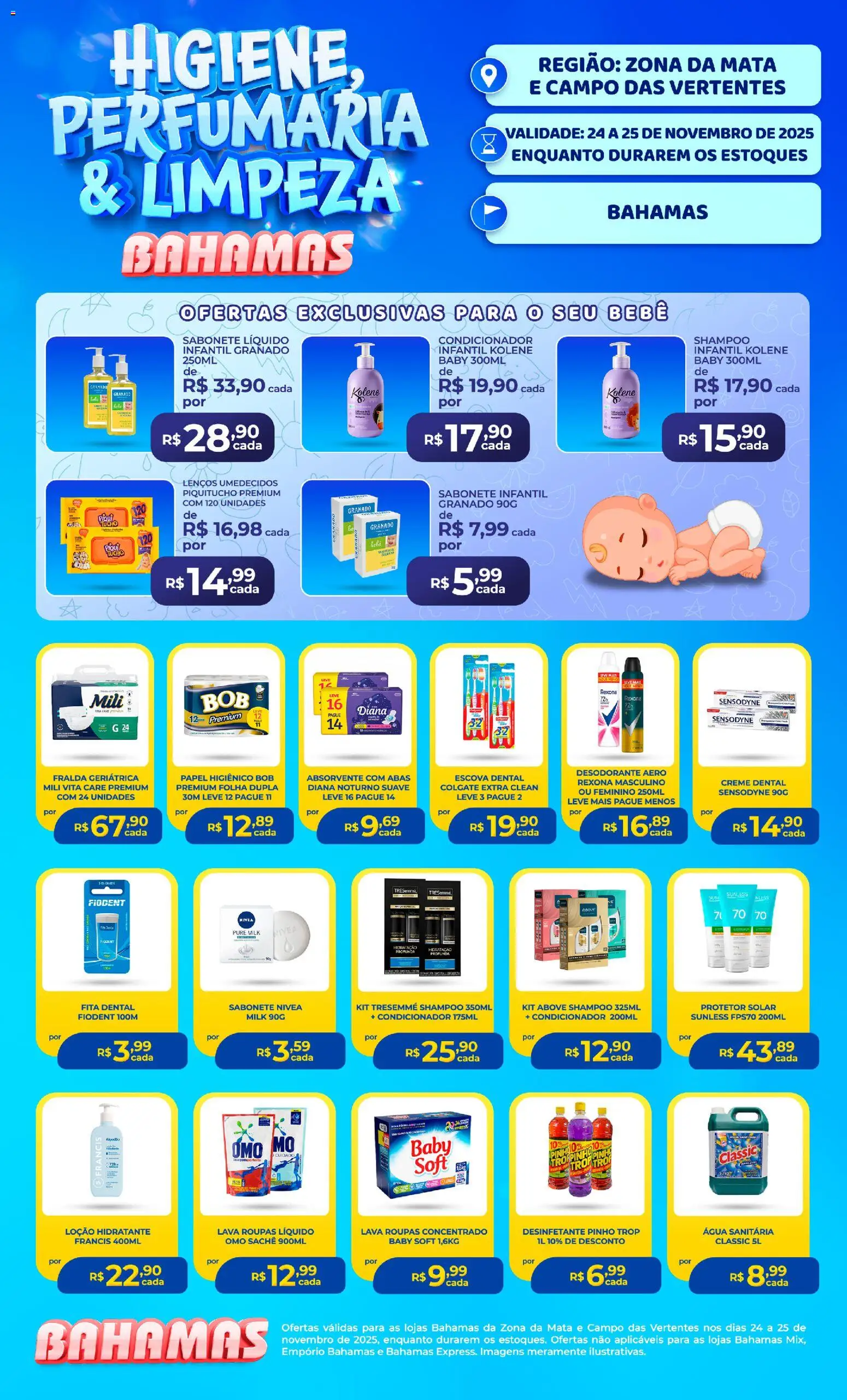 Bahamas Supermercados Folheto - válido de 24.11.2025 | Página: 1 | Produtos: Condicionador, Fita, Creme dental, Desinfetante