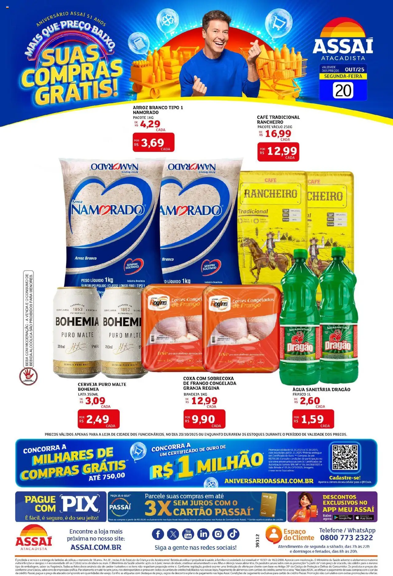 Assaí Atacadista Folheto - válido de 20.10.2025 | Página: 1 | Produtos: Café, Cerveja, Telefone, Frango