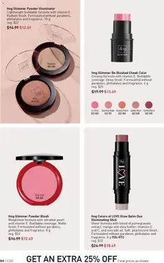 Preview of fmg Glimmer Powder Illuminator, Lightweight buildable formula with vitamin E. Radiant finish. Formulated without parabens, phthalates and fragrance. 10 g from shop Avon valid from 25.09.2025 | Page: 84