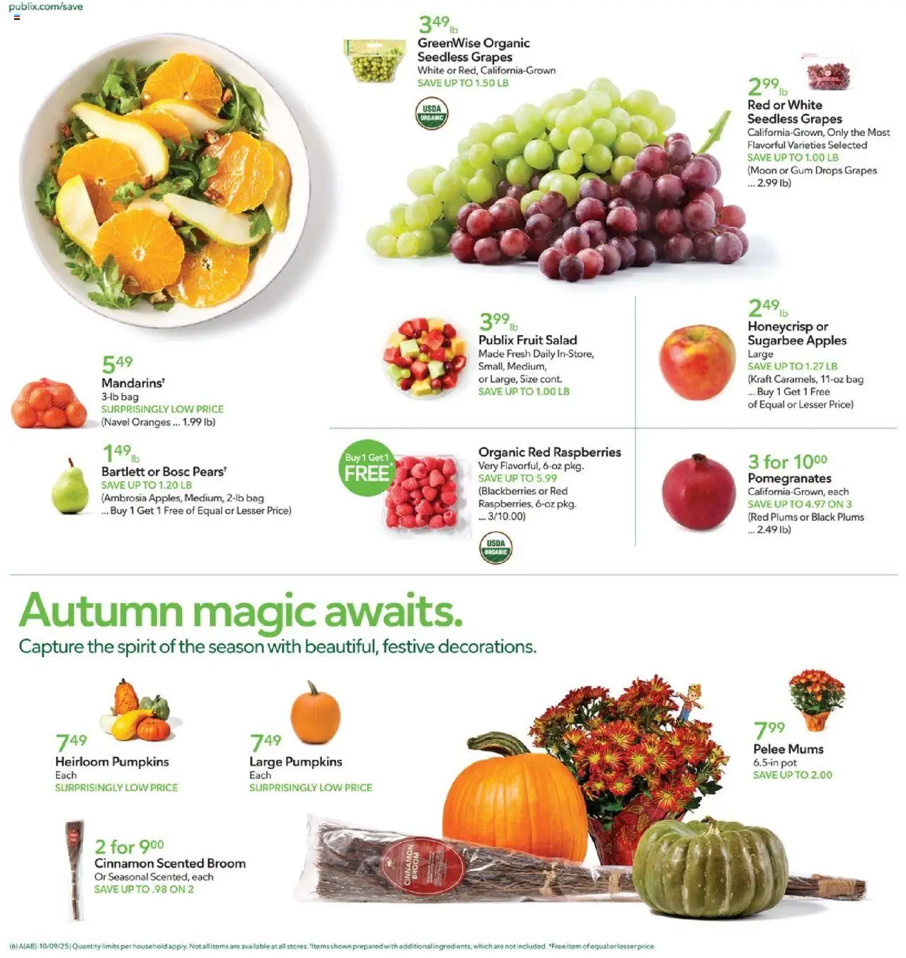 Publix Leaflet - valid from 08.10.2025 | Page: 6 | Products: Apples, Oranges, Salad, Grapes