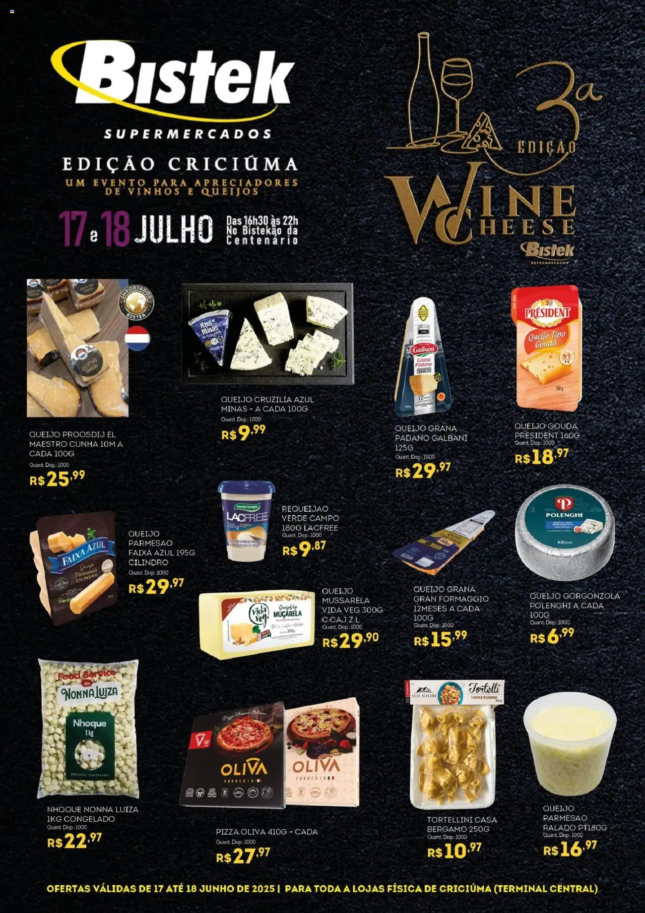 Bistek Supermercados Folheto - válido de 17.07.2025 | Página: 1 | Produtos: Pizza, Muçarela, Parmesão, Mussarela