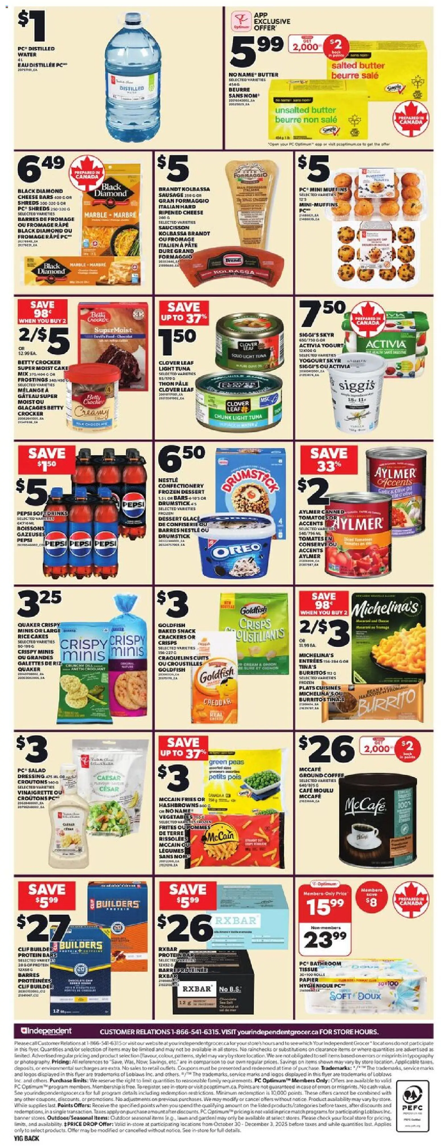 Independent Grocer flyer valid from 30.10.2025 | Page: 4 | Products: Salad, Case, Cheese, Chocolate