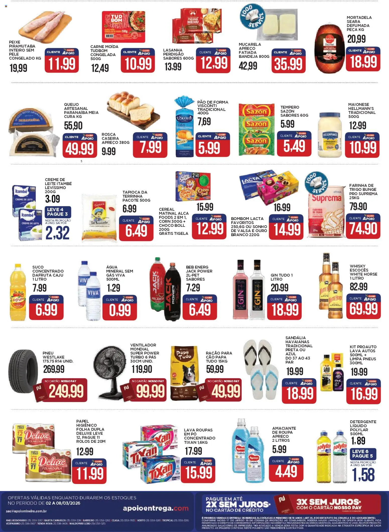 Apoio Mineiro Folheto - válido de 02.03.2026 | Página: 2 | Produtos: Rolo, Creme de leite, Frango, Carne moída