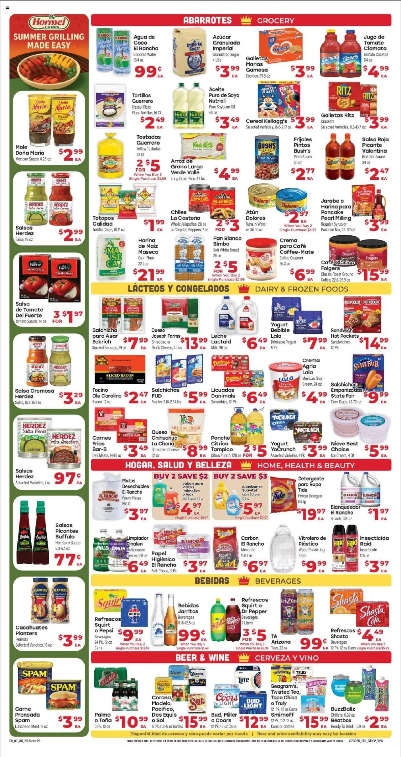 El Rancho Weekly Ad 2 - valid from 30.07.2025 | Page: 2 | Products: Corn, Fabric softener, Water, Sugar