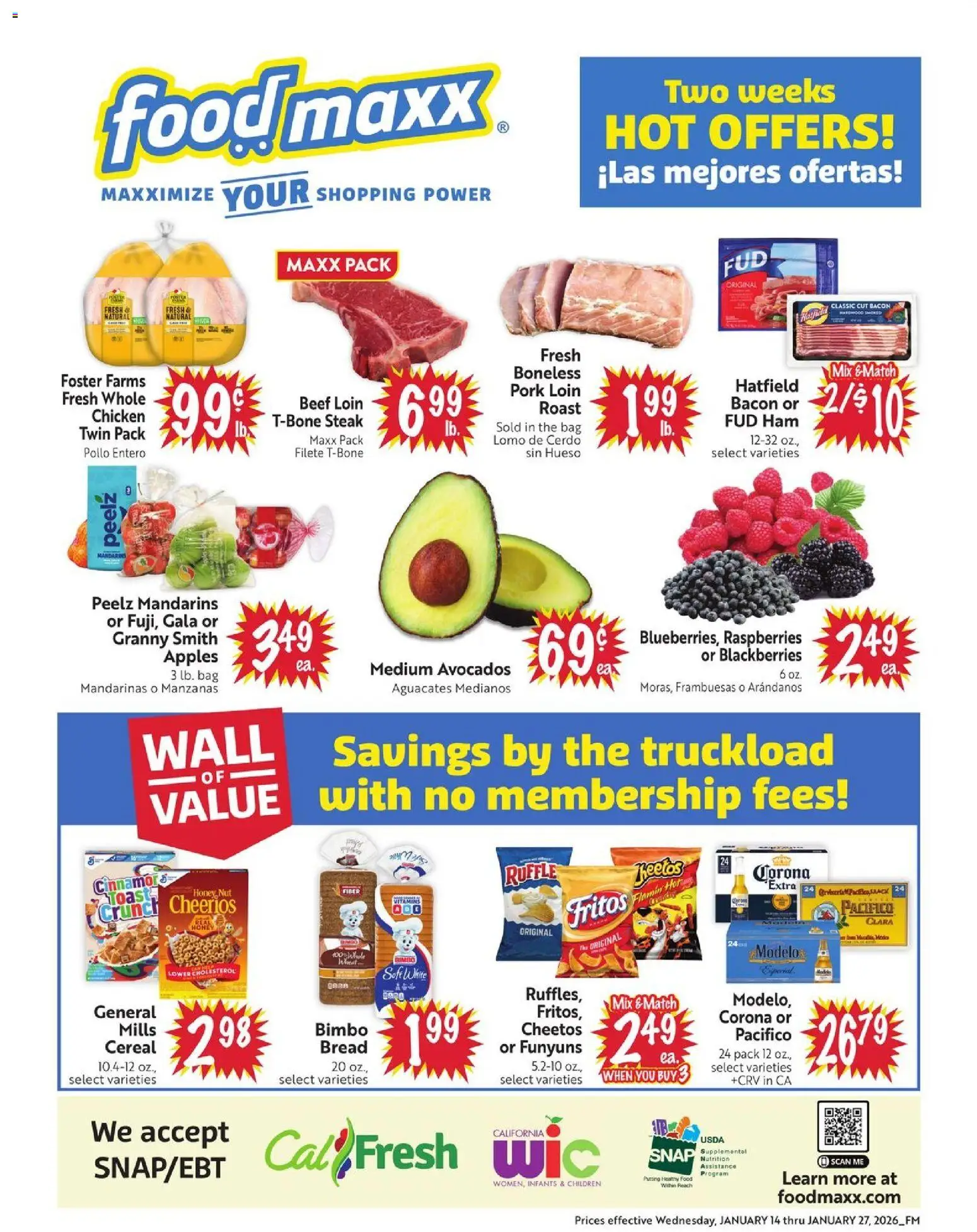 FoodMaxx Weekly Ad - NV - valid from 14.01.2026 | Page: 1 | Products: Ham, Pork, Apples, Beef