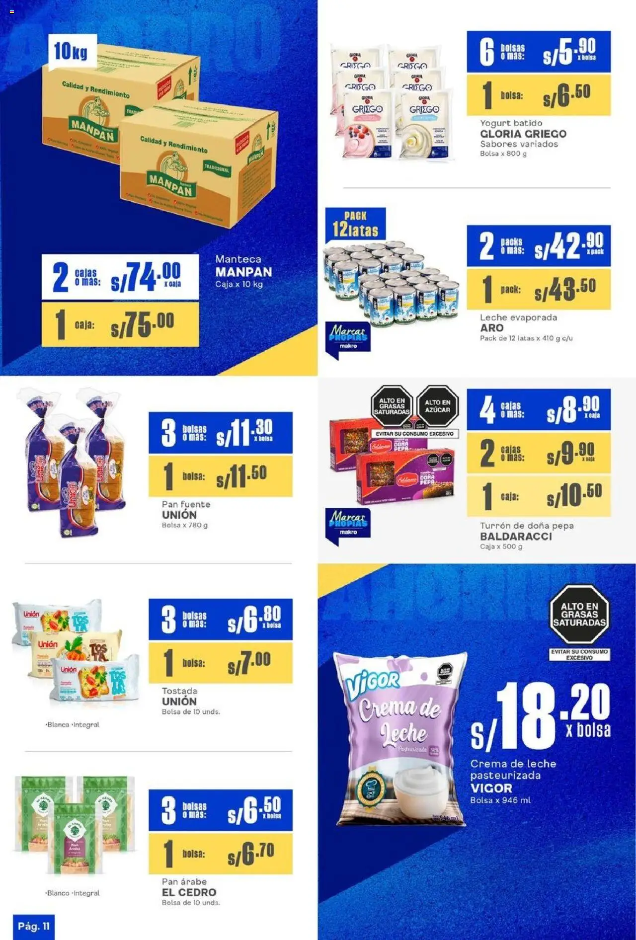 Catálogo Makro válido desde 25.09.2025 | Página: 11 | Productos: Caja, Leche, Yogurt, Crema