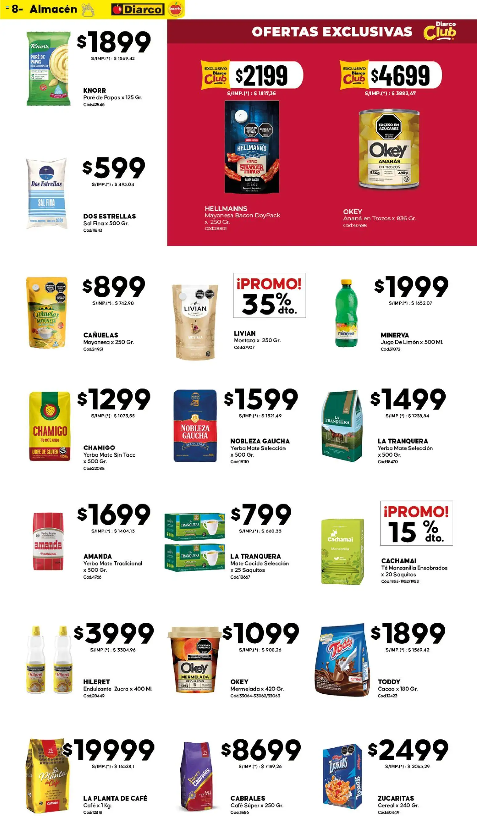 Diarco - Ofertas Diarco Barrio │ válido desde el 05.01.2026 | Página: 8 | Productos: Durazno, Mostaza, Sal, Café