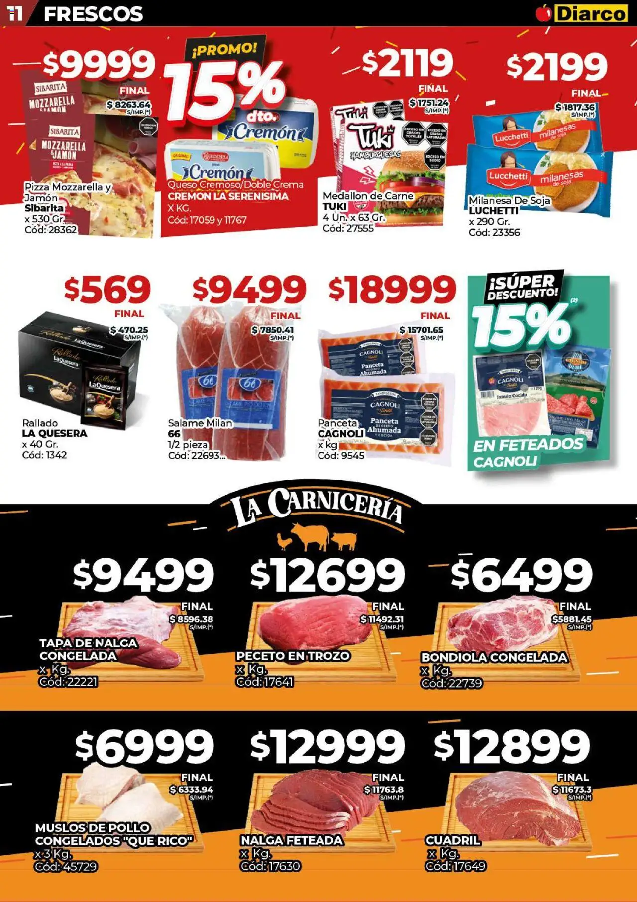 Diarco ofertas │ válido desde el 04.08.2025 | Página: 11 | Productos: Pollo, Milanesa, Salame, Cerdo