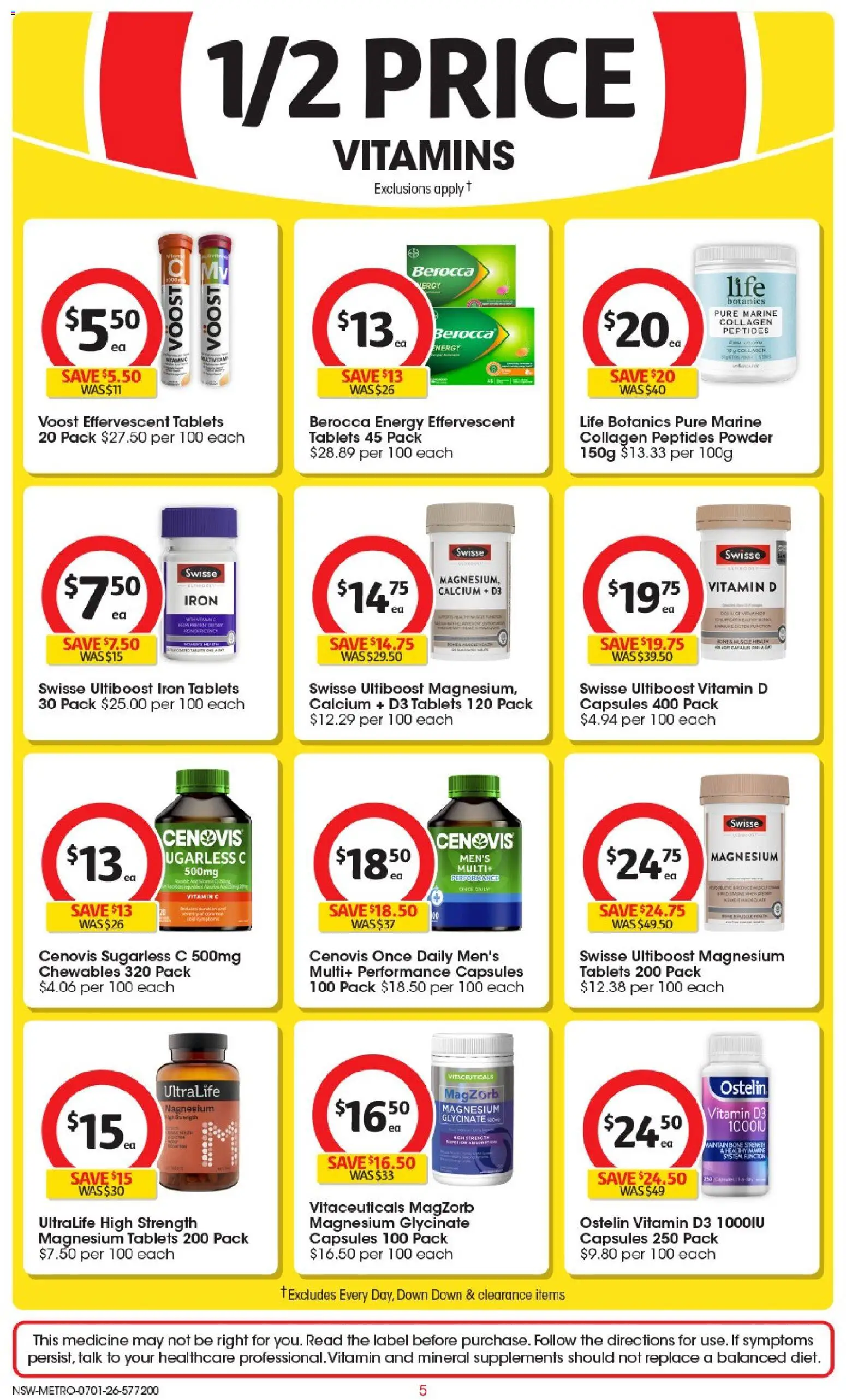 Coles catalogue - valid from 07.01.2026 | Page: 5 | Products: Powder, Collagen, Iron, Vitamin
