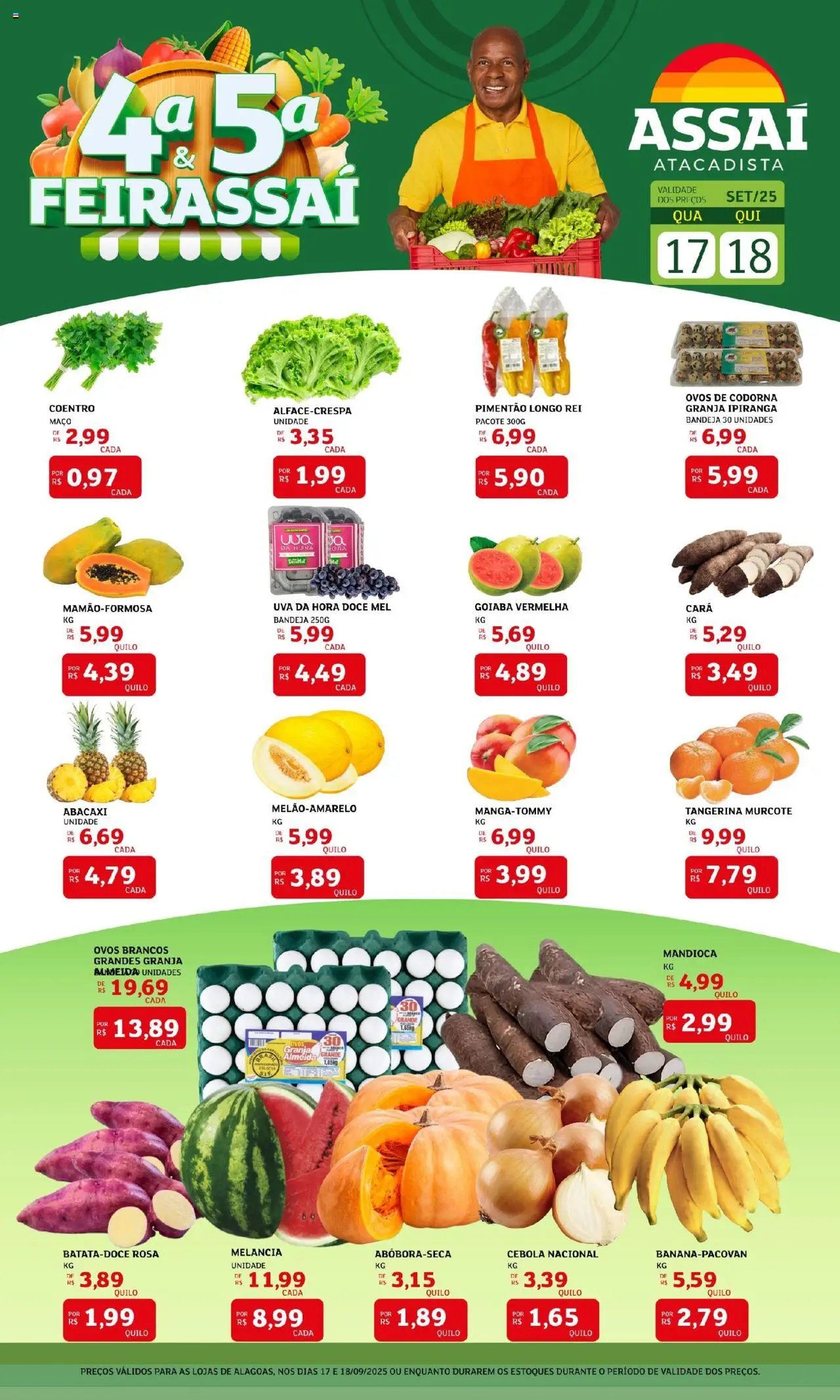 Assaí Atacadista Folheto - válido de 17.09.2025 | Página: 1 | Produtos: Goiaba, Melancia, Abacaxi, Mel
