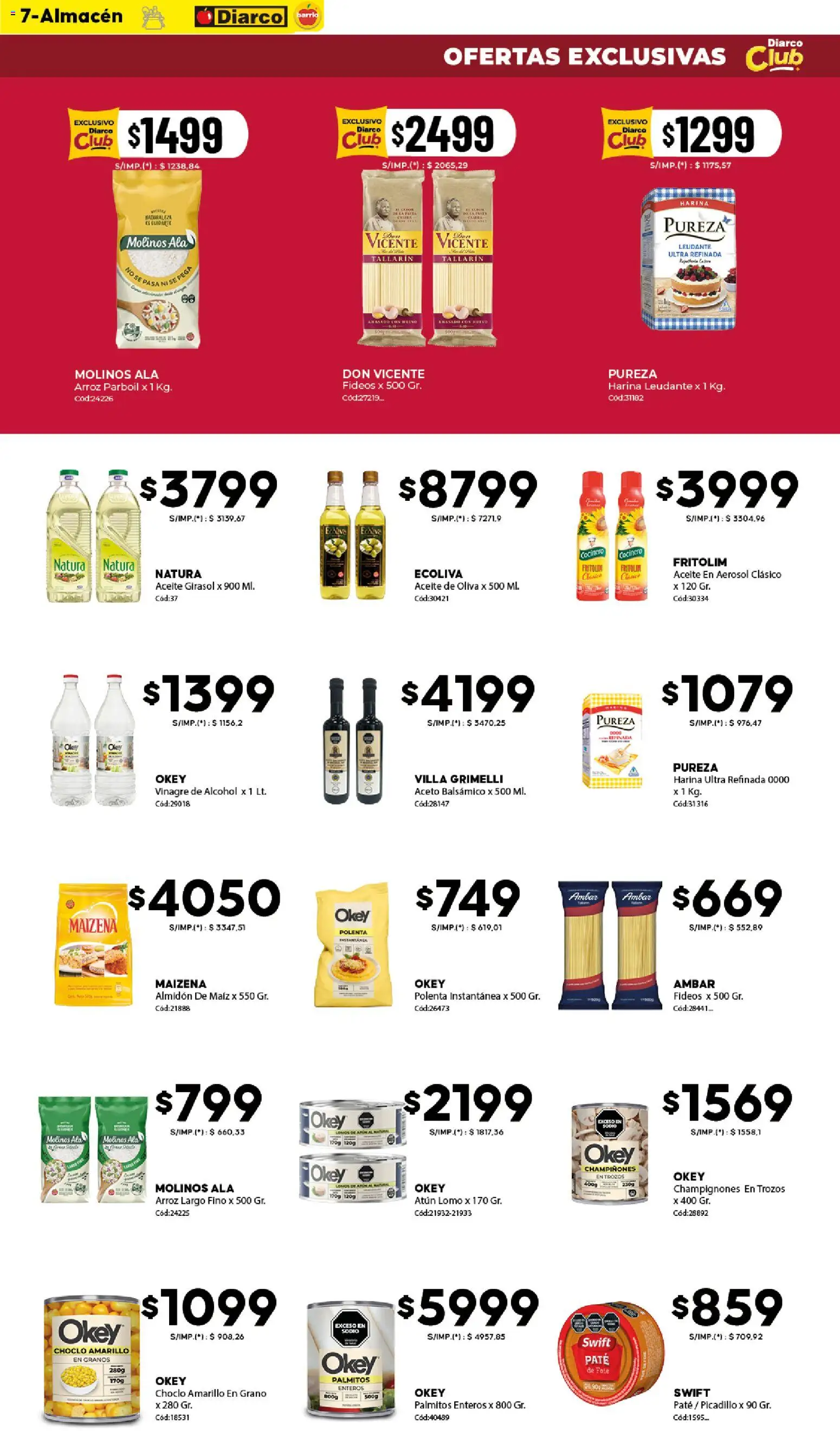 Diarco - Ofertas Diarco Barrio │ válido desde el 20.04.2026 | Página: 7 | Productos: Aceite, Palmitos, Paté, Arroz