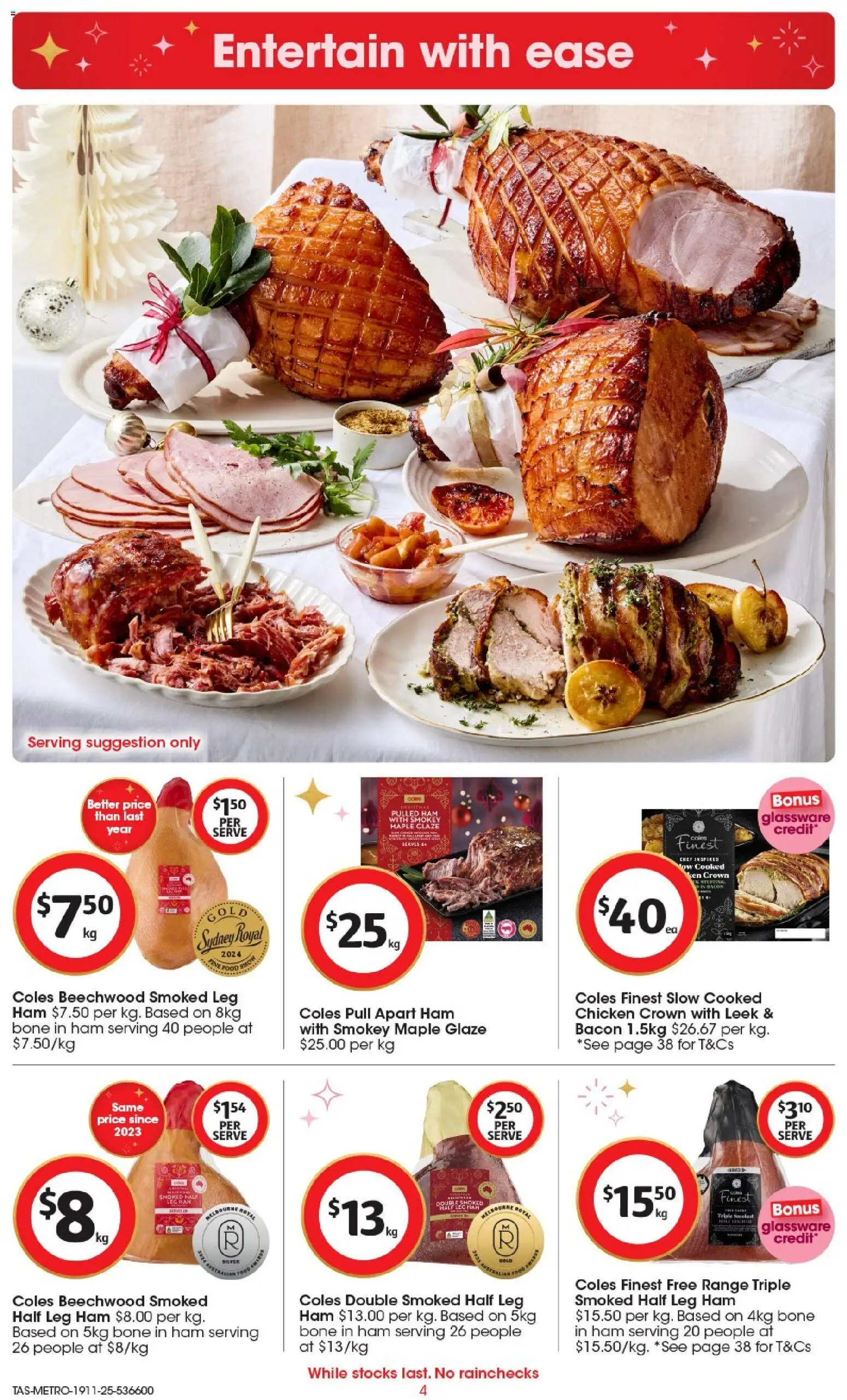 Coles catalogue - valid from 19.11.2025 | Page: 5 | Products: Bacon, Ham, Glassware, Chicken