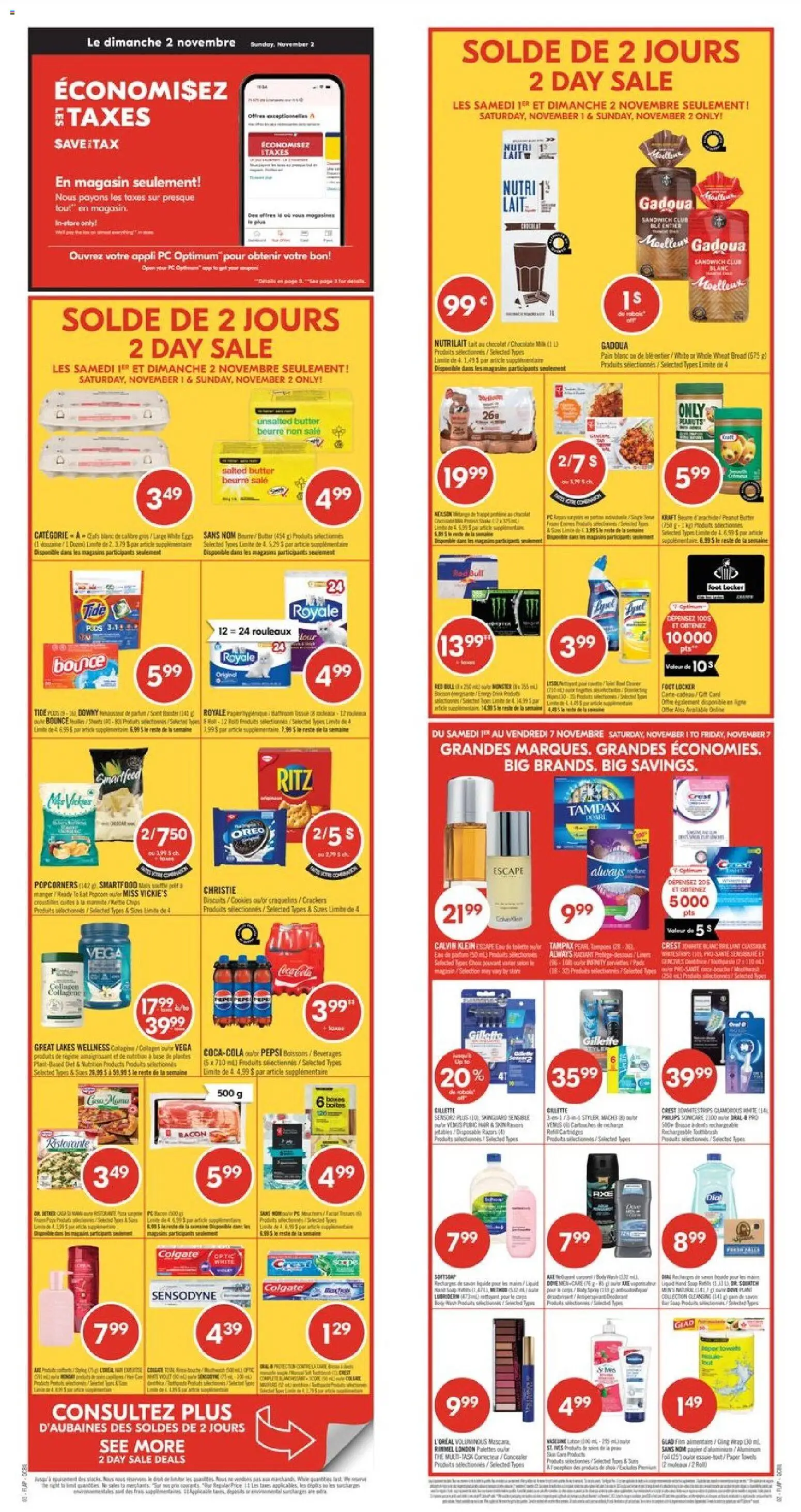 Pharmaprix flyer valid from 01.11.2025 | Page: 2 | Products: Chips, Eau de toilette, Deodorant, Toilette
