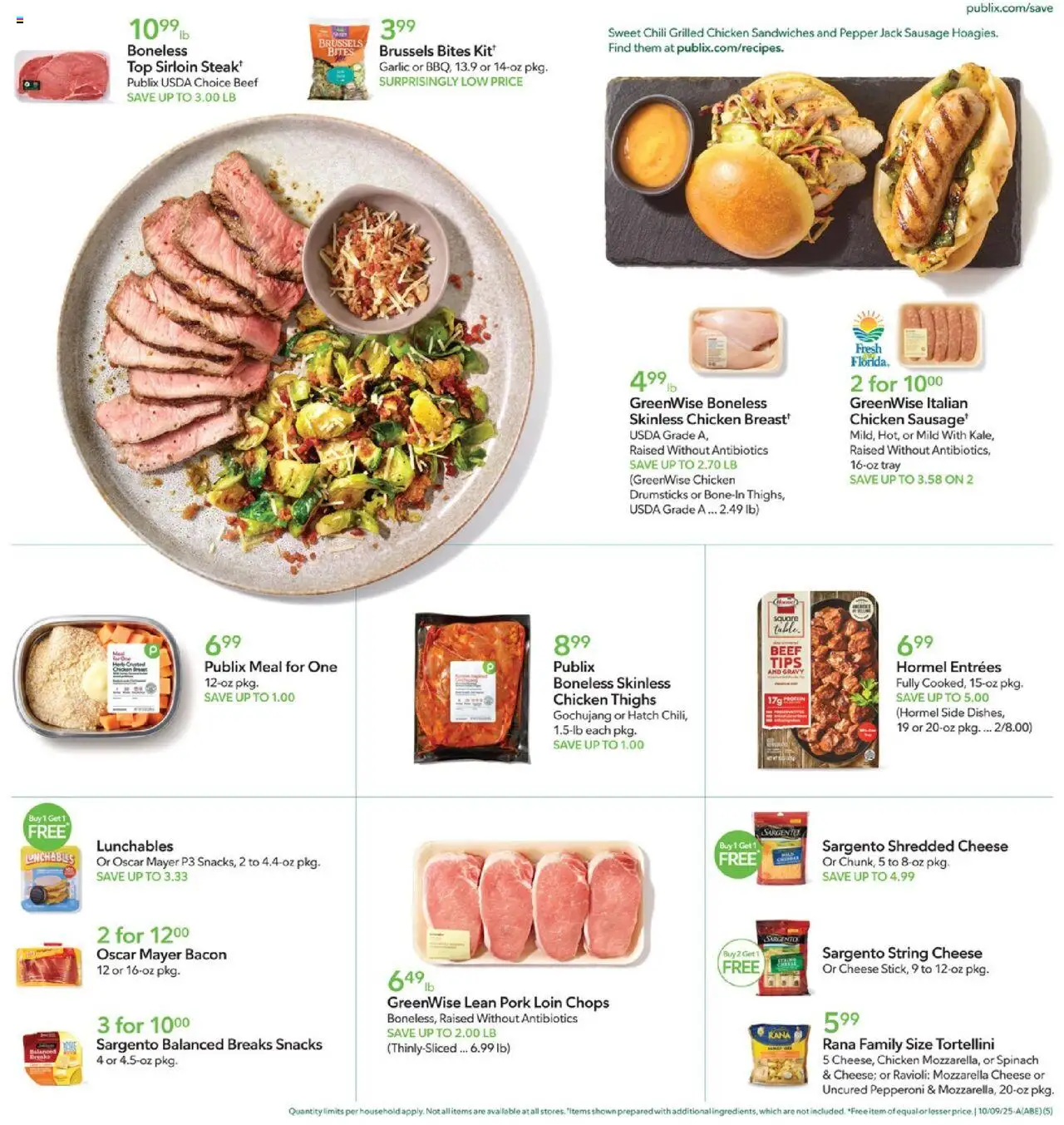 Publix Leaflet - valid from 08.10.2025 | Page: 5 | Products: Spinach, Pork, Sausage, Garlic