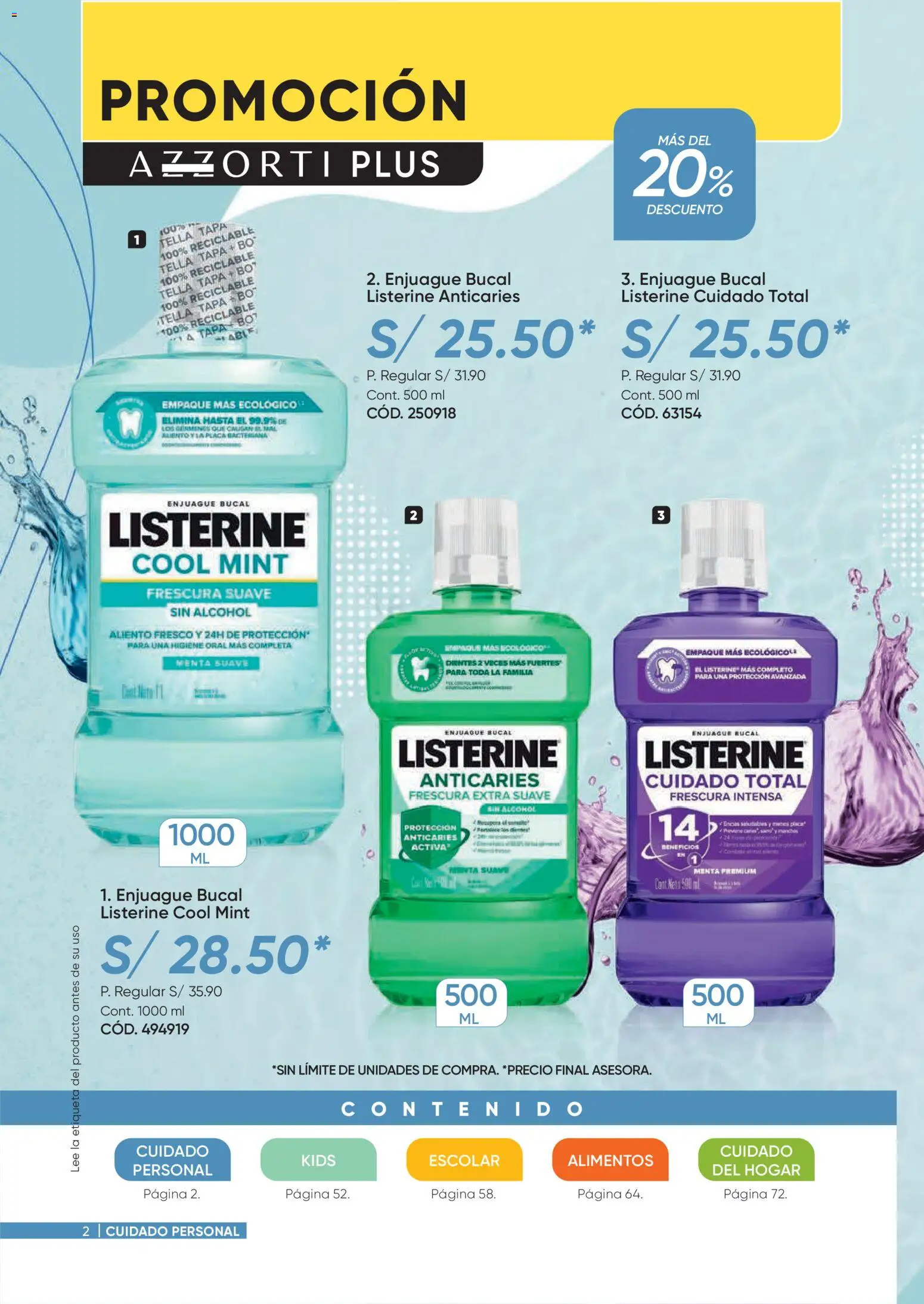 Catálogo Azzorti válido desde 09.03.2026 | Página: 2 | Productos: Enjuague bucal, Empaque