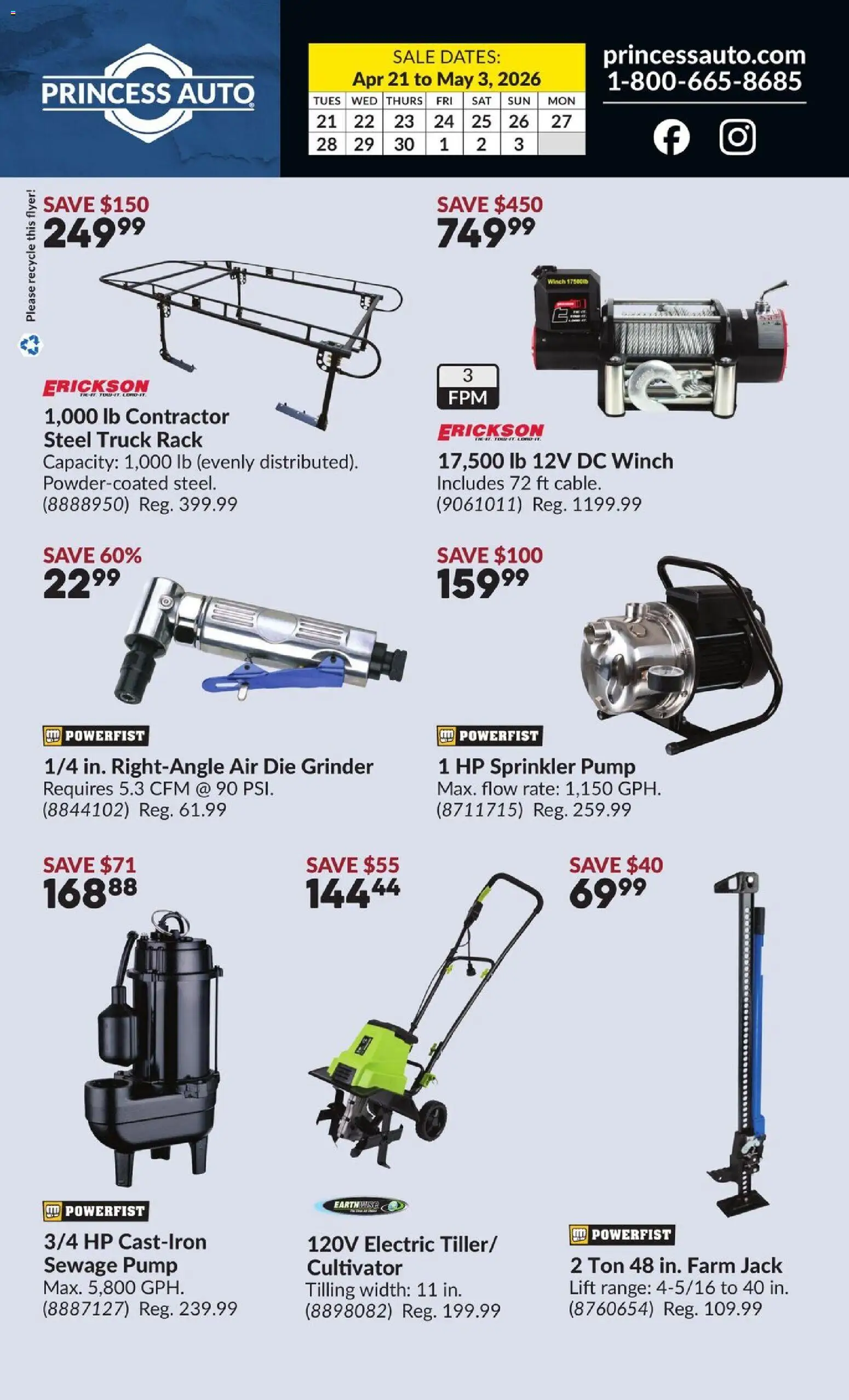 Princess Auto flyer valid from 21.04.2026 | Page: 2 | Products: Grinder