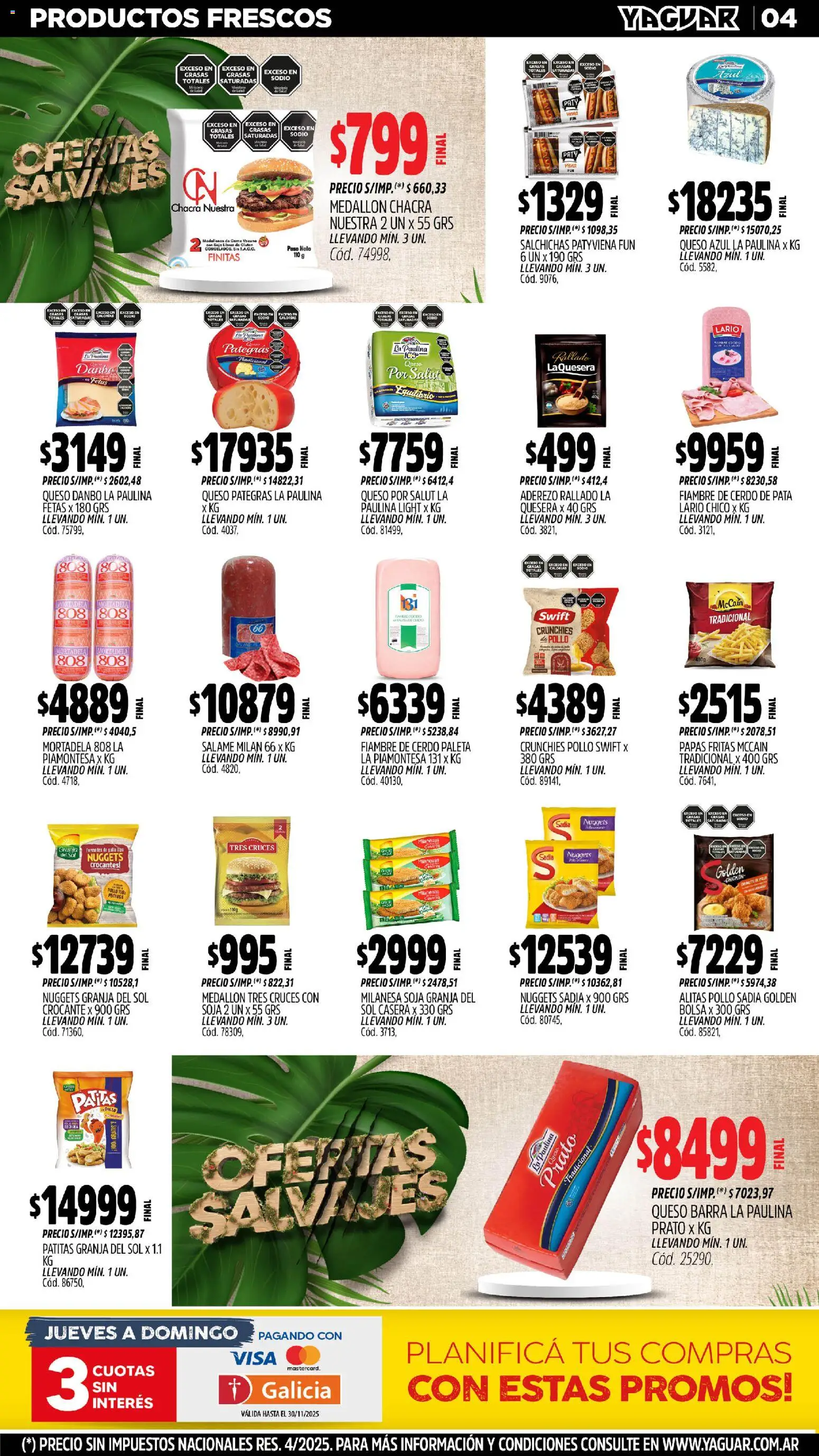 Yaguar - Chaco │ válido desde el 10.11.2025 | Página: 4 | Productos: Bolsa, Pollo, Paleta, Cerdo