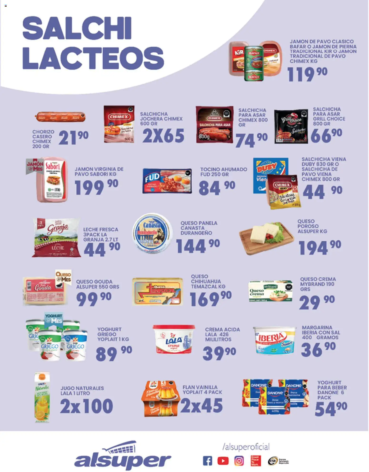 Nuevas ofertas de Alsuper válidas en toda la República Mexicana desde el 27.02.2026. ¡Encuentra las mejores ofertas en  Alsuper folleto Durango! | Página: 3 | Productos: Sal, Queso crema, Queso, Jamón