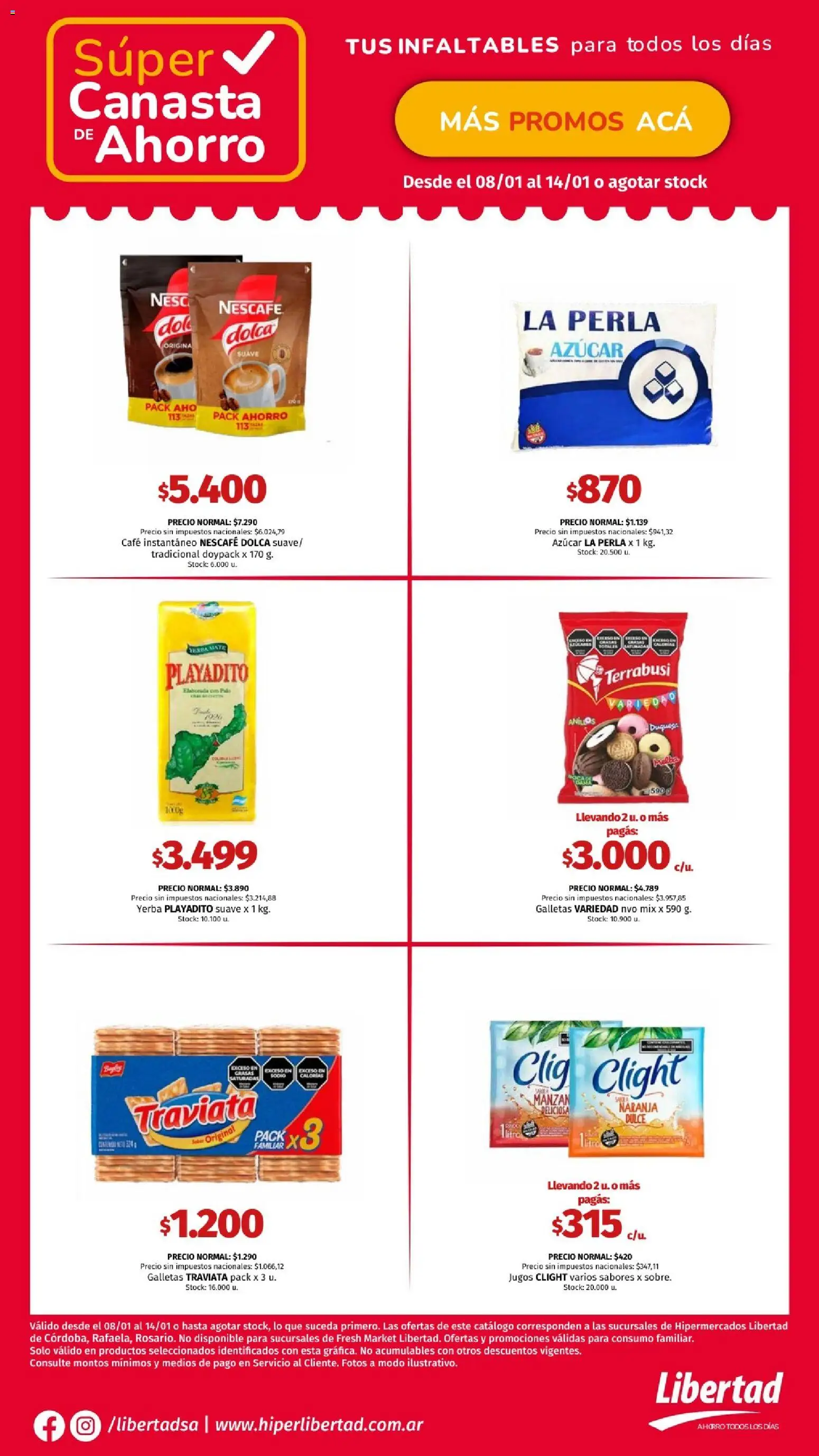 Hipermercado Libertad catálogo │ válido desde el 08.01.2026 | Página: 5 | Productos: Azucar, Café, Galletas, Canasta
