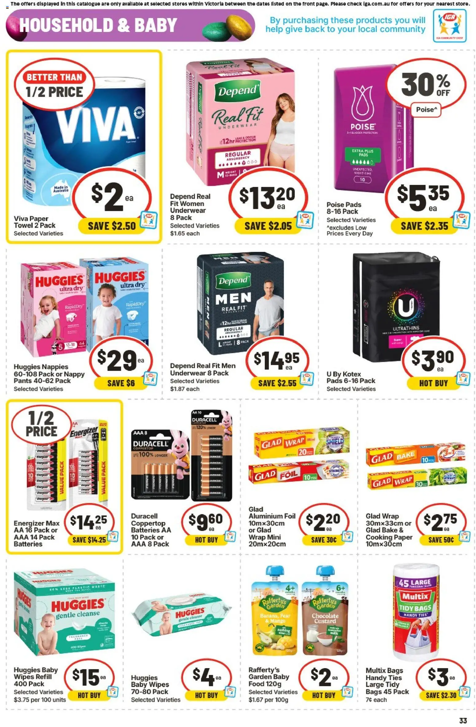 IGA catalogue - valid from 01.04.2026 | Page: 32 | Products: Aluminium foil, Milk, Underwear, Pear