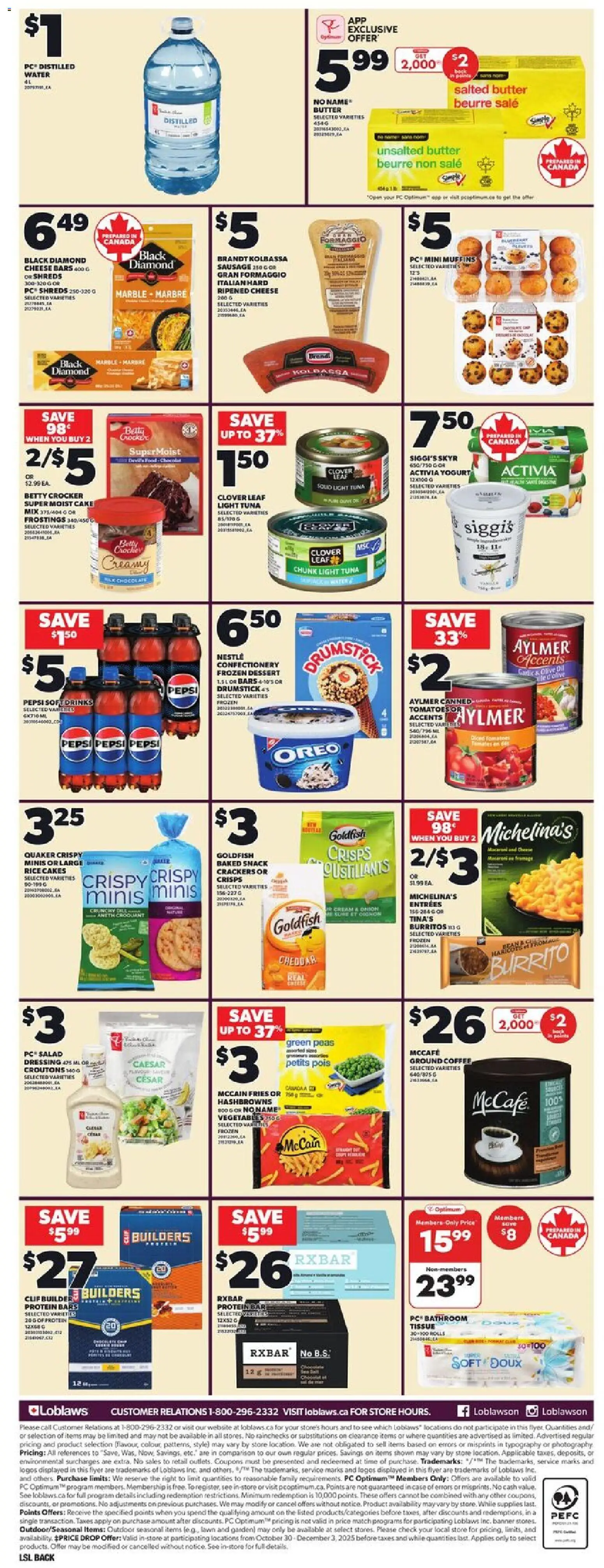 Loblaws flyer valid from 30.10.2025 | Page: 4 | Products: Rice, Cream, Cheese, Oil