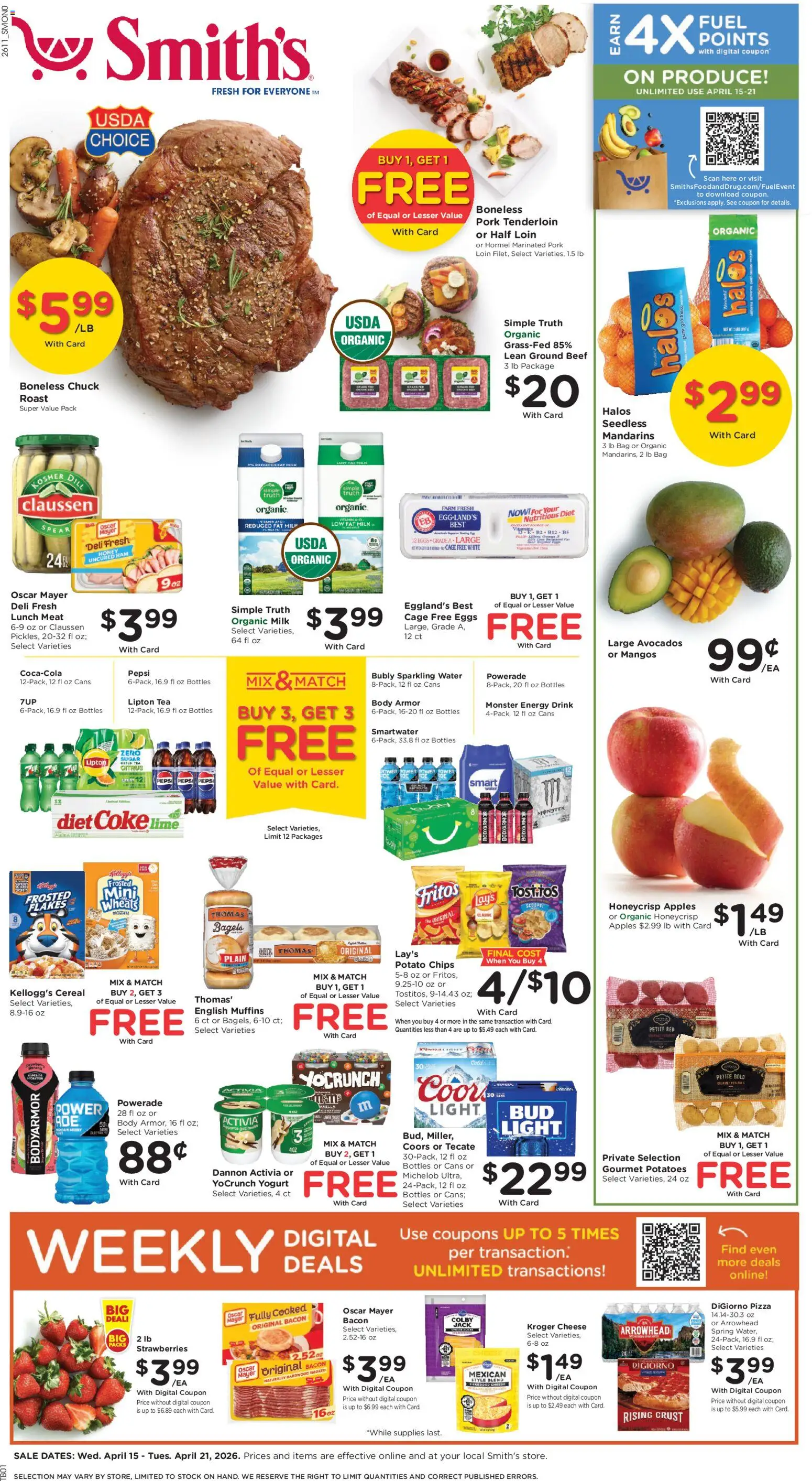 Smith's Weekly Ad - NM - valid from 15.04.2026 | Page: 1 | Products: Tea, Beef, Dill, Bag