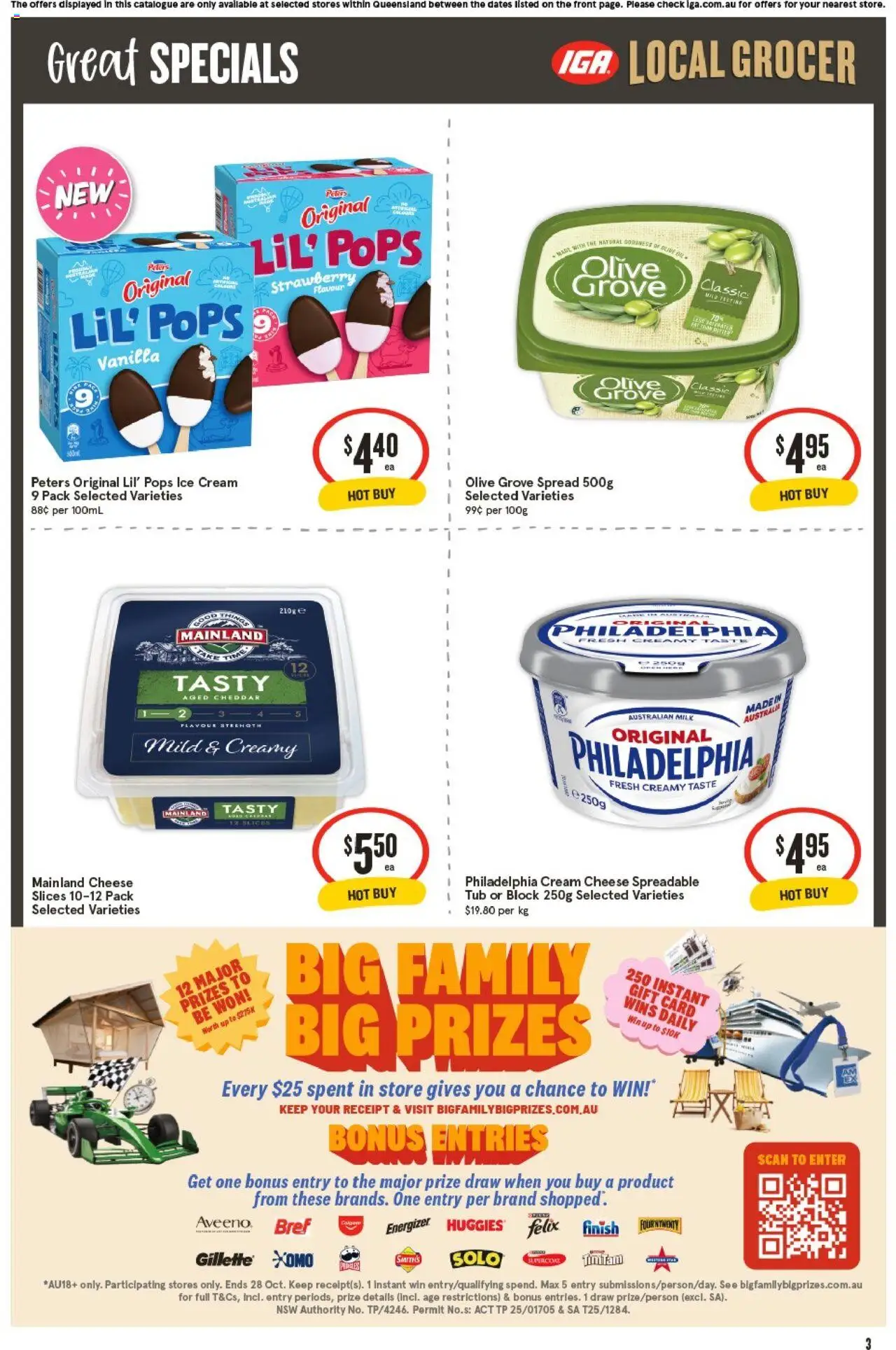 IGA catalogue - valid from 15.10.2025 | Page: 3 | Products: Milk, Cheese, Cream, Ice cream