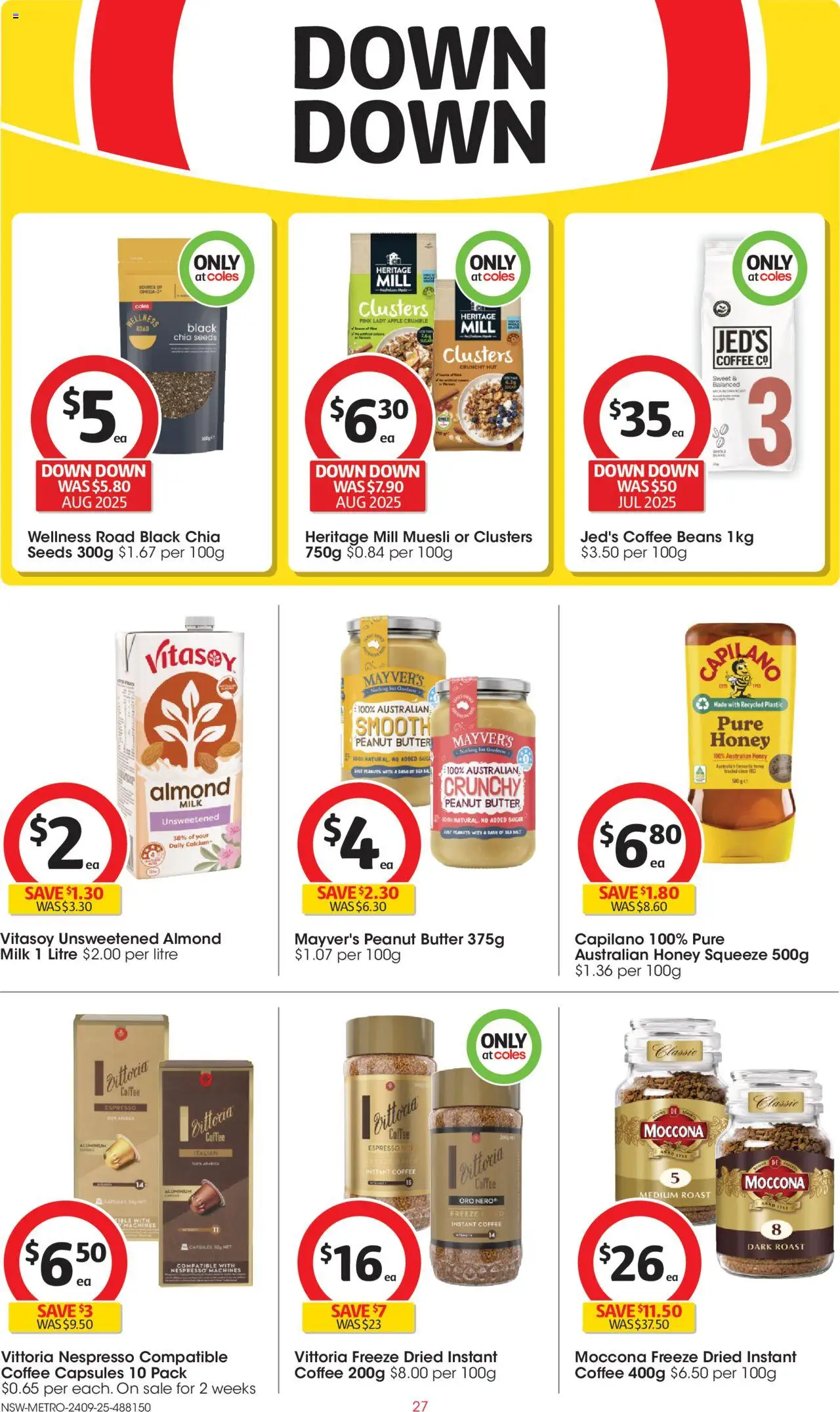 Coles catalogue - valid from 24.09.2025 | Page: 27 | Products: Coffee, Honey, Seeds, Sugar