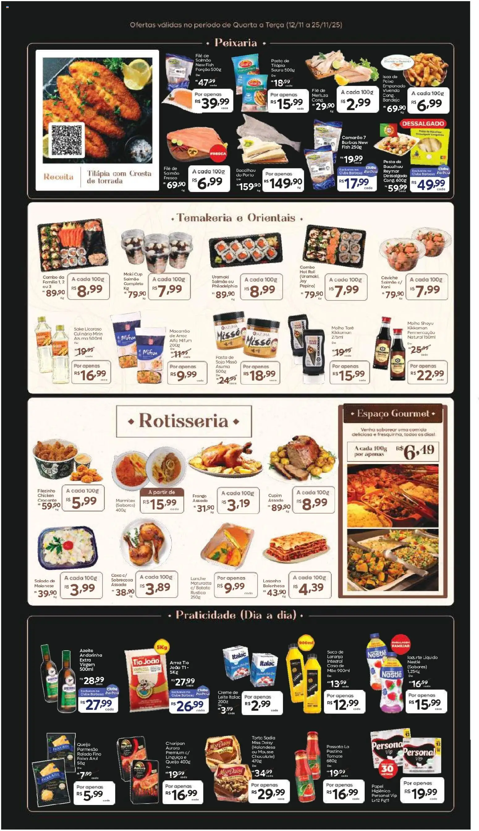 Barbosa Supermercados Folheto - válido de 12.11.2025 | Página: 3 | Produtos: Mousse, Queijo, Tilápia, Soda
