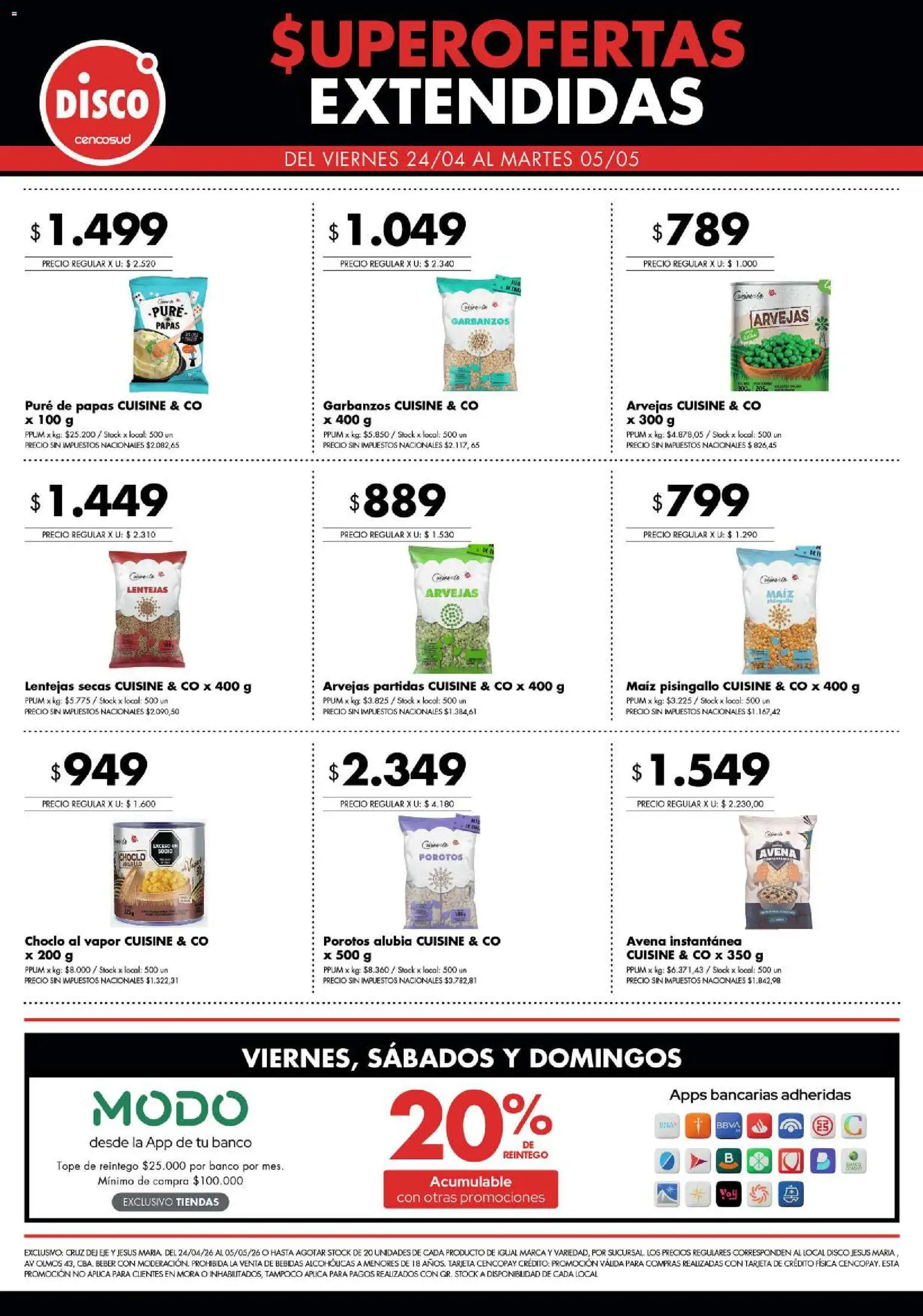 Disco - Super Ofertas Extendidas │ válido desde el 24.04.2026 | Página: 3 | Productos: Banco, Lentejas, Maiz, Garbanzos