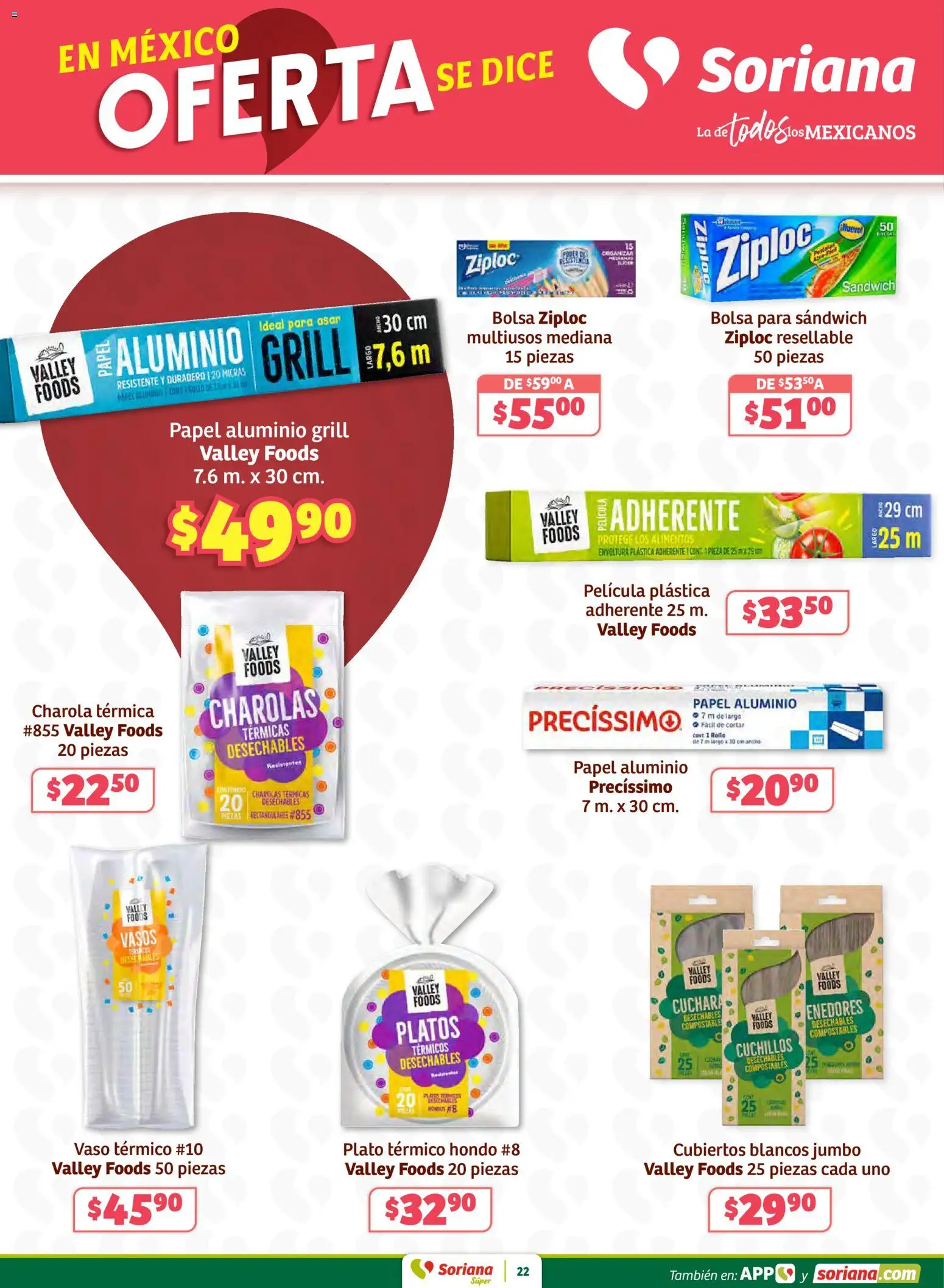 Nuevas ofertas de Soriana válidas en toda la República Mexicana desde el 15.01.2026. ¡Encuentra las mejores ofertas en Soriana - Preciazazaso Súper: Frontera BCN, Son! | Página: 22 | Productos: Bolsa, Cuchara, Vasos