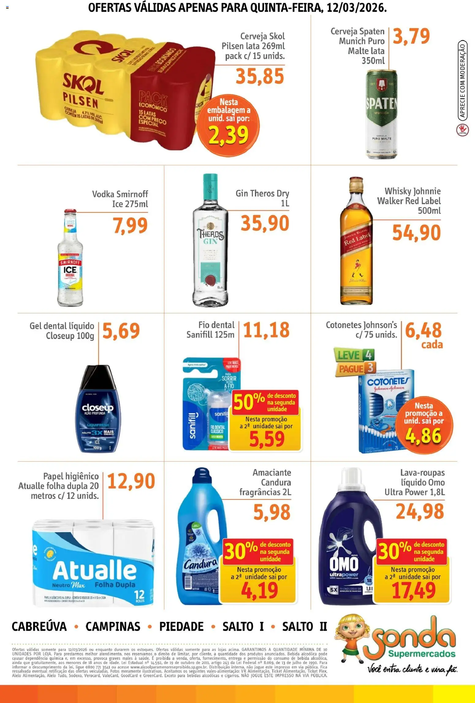 Sonda Folheto - válido de 12.03.2026 | Página: 4 | Produtos: Whisky, Vodka, Bebida, Fio dental