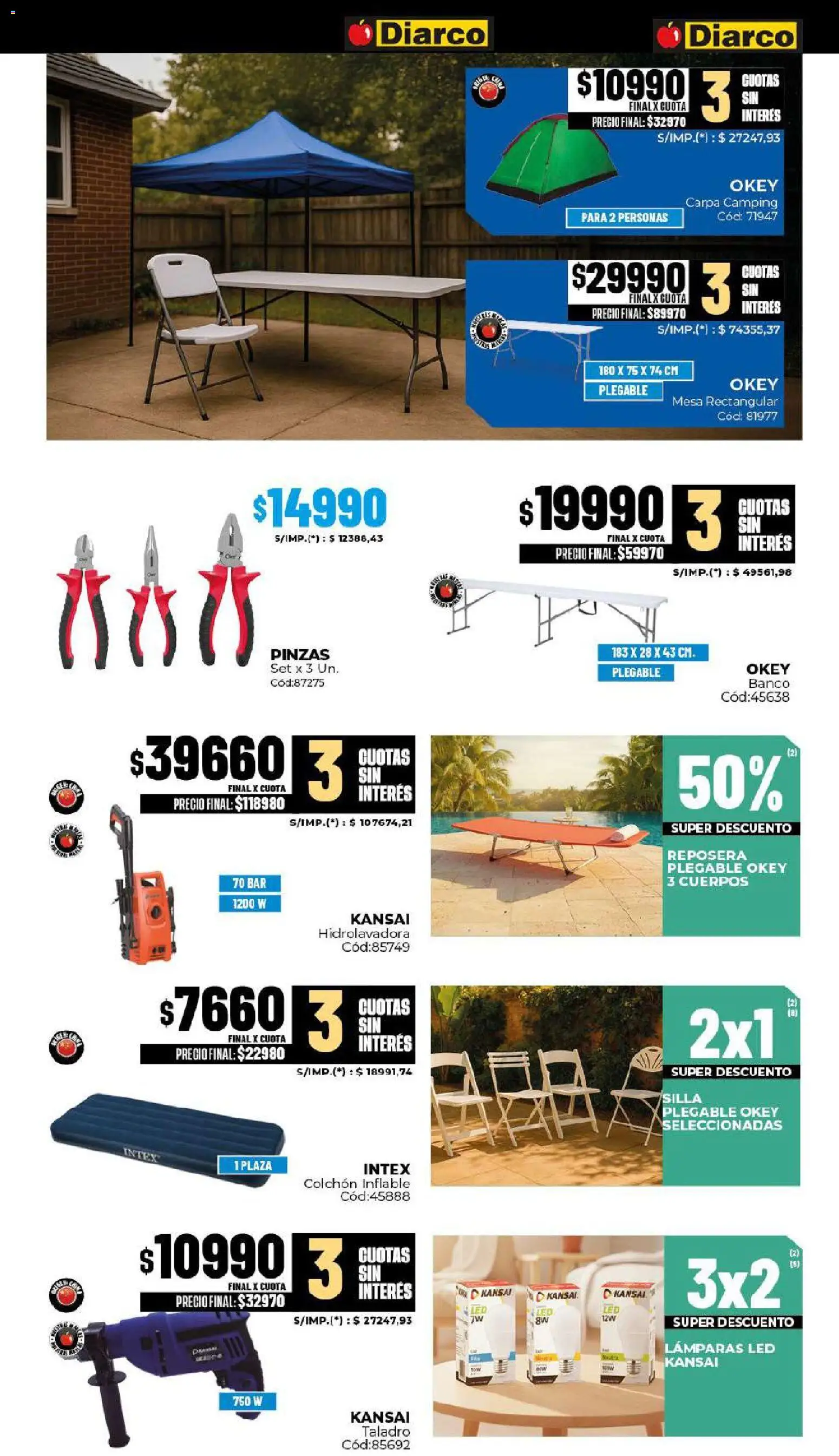 Diarco - Ofertas Hogar, Bazar Y Electro │ válido desde el 03.11.2025 | Página: 4 | Productos: Carpa, Colchón inflable, Mesa, Hidrolavadora