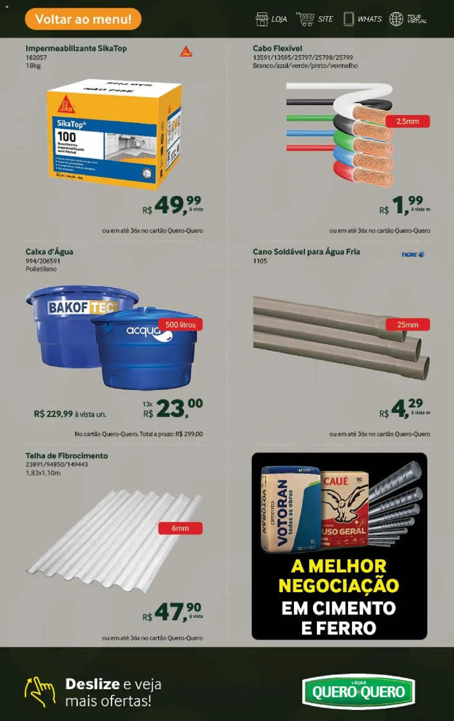 Lojas Quero-Quero Folheto - válido de 04.11.2025 | Página: 10 | Produtos: Caixa d'água, Impermeabilizante, Caixa, Cimento
