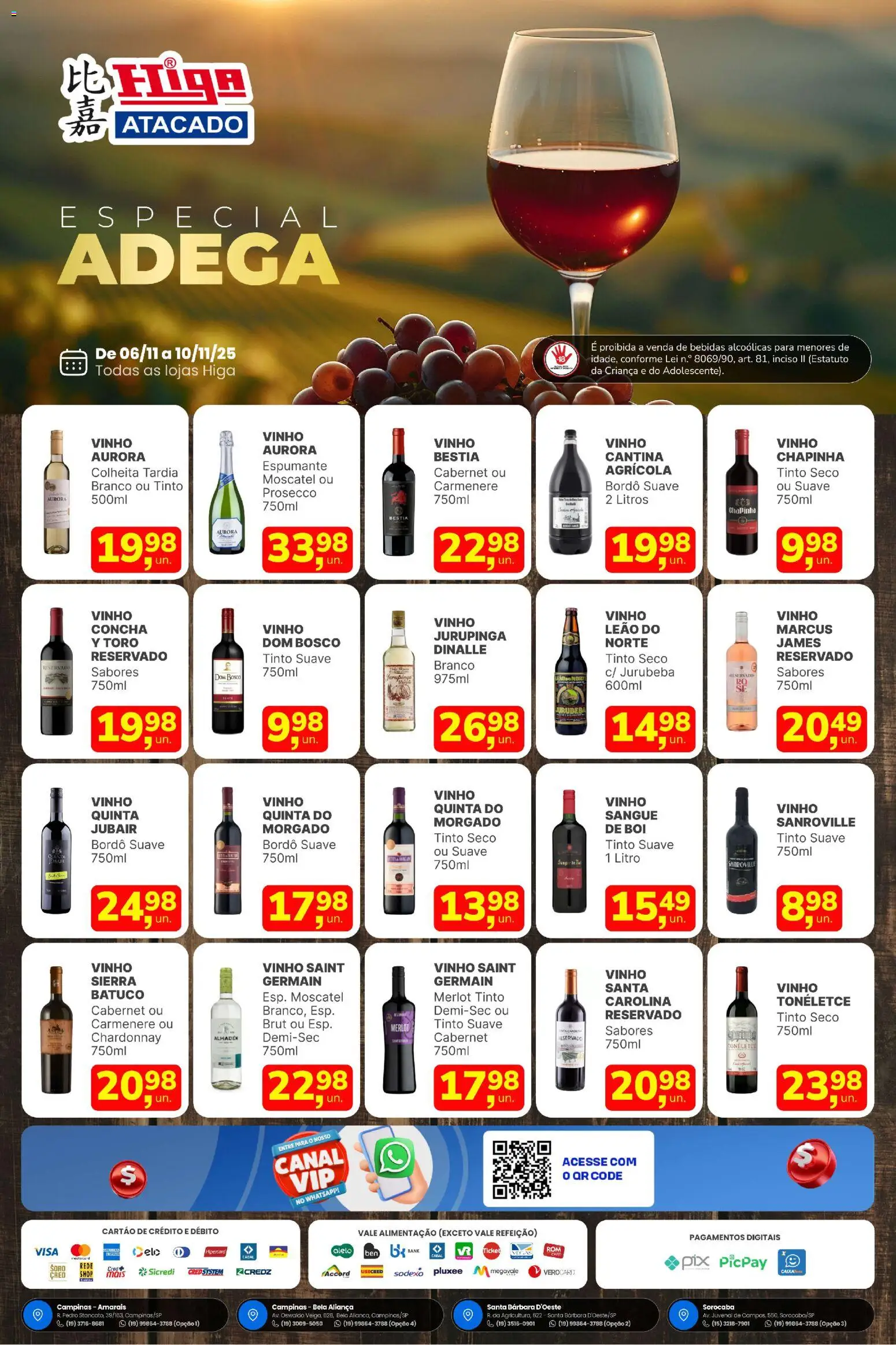 Higa Atacado Folheto - válido de 06.11.2025 | Página: 1 | Produtos: Chapinha, Espumante, Aliança, Vinho