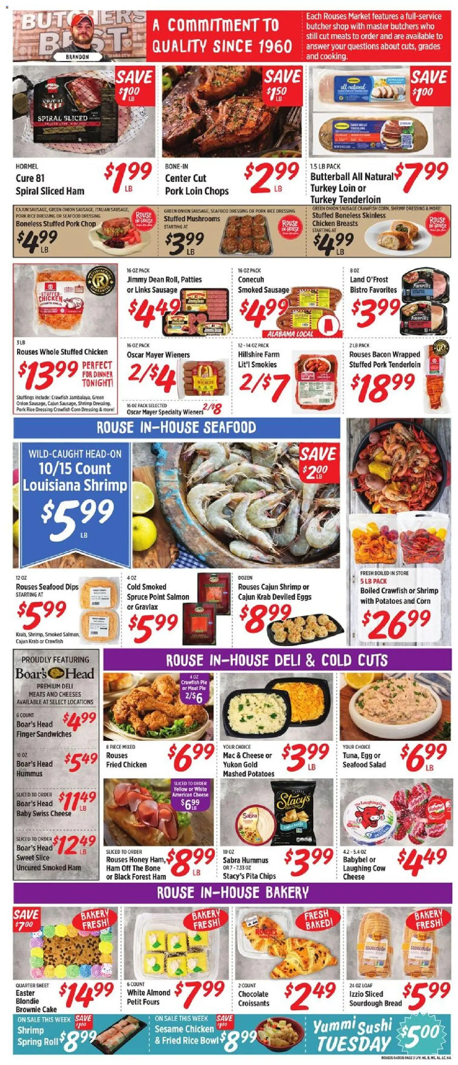 Rouses Weekly Ad - LA - valid from 01.04.2026 | Page: 5 | Products: Cheese, Chocolate, Ham, Onion