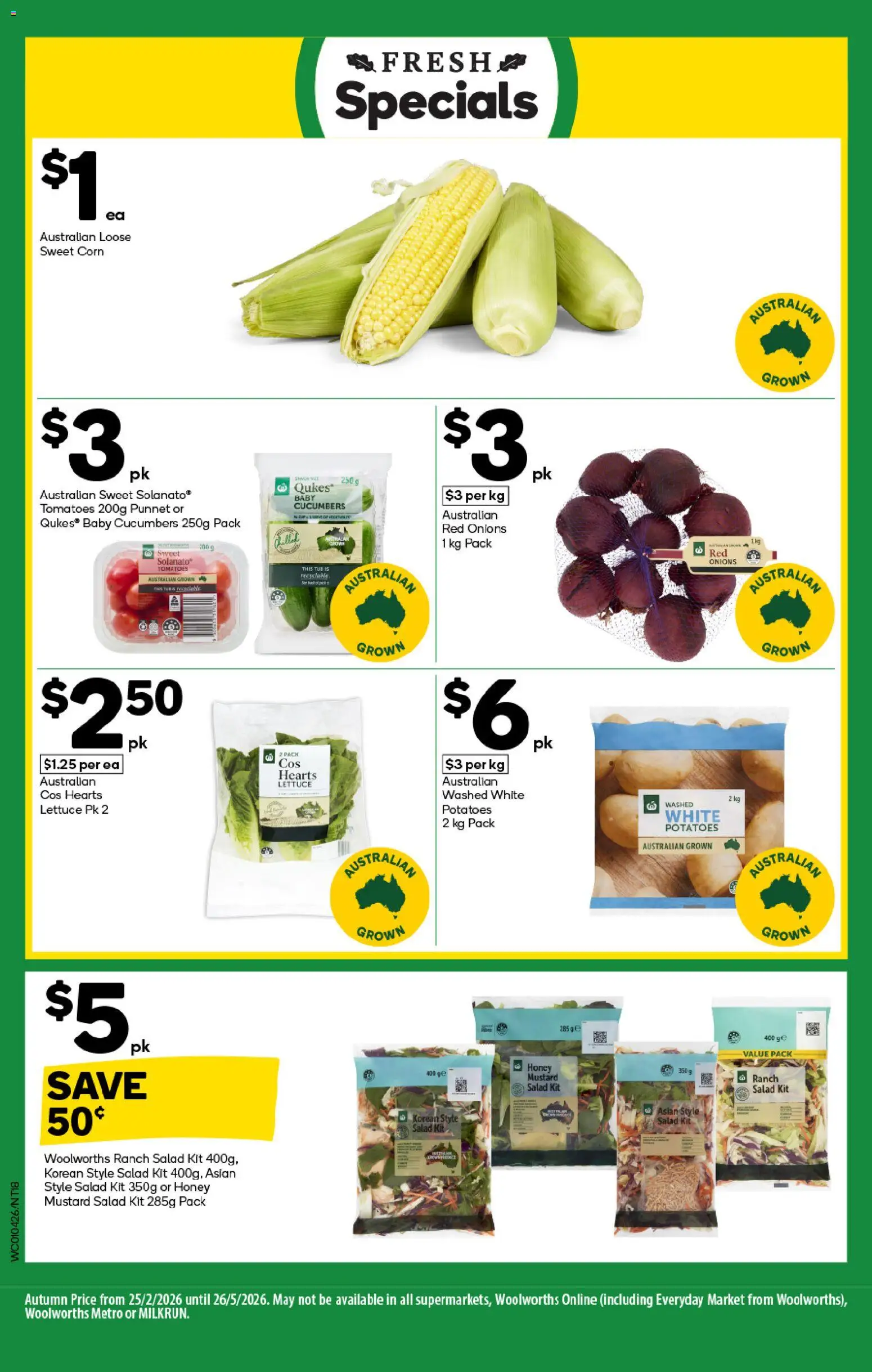 Woolworths catalogue - valid from 01.04.2026 | Page: 18 | Products: Tomatoes, Cucumbers, Salad, Potatoes