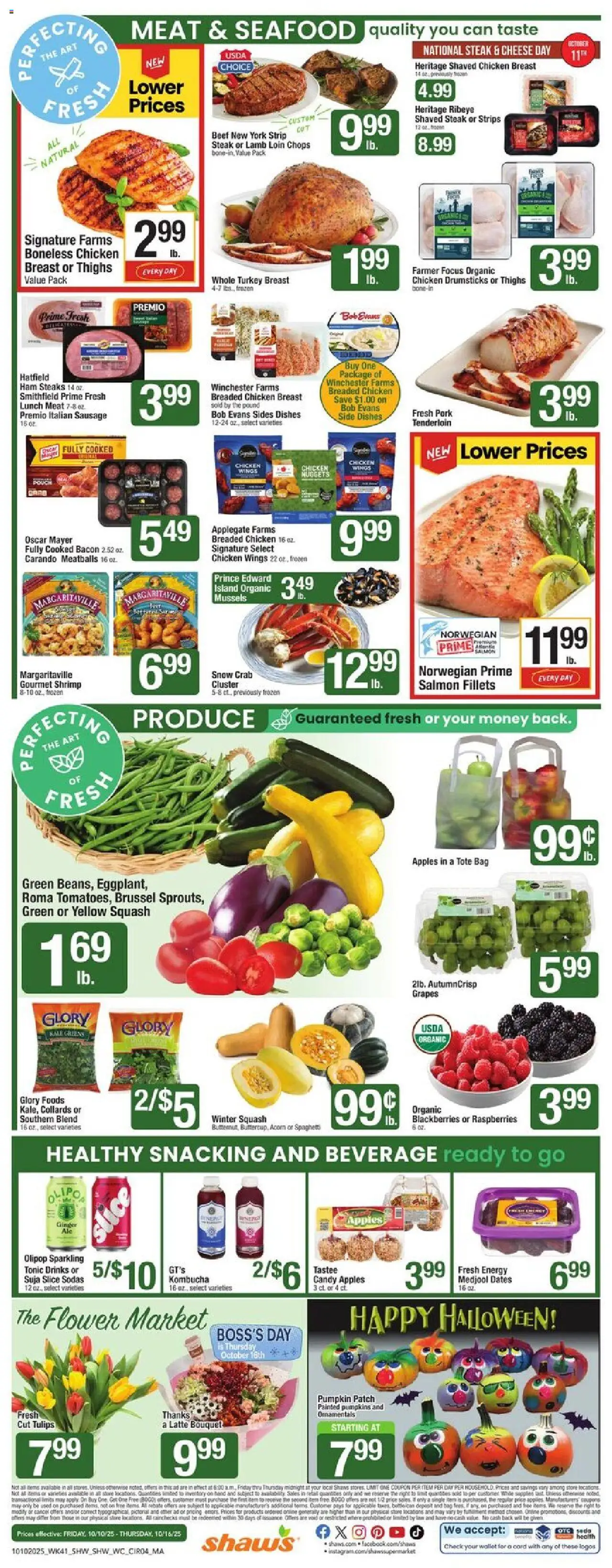 Shaw's Weekly Ad - valid from 10.10.2025 | Page: 6 | Products: Kale, Cheese, Pork, Apples